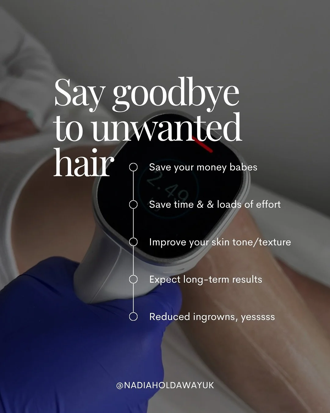 A few reasons to opt. For laser hair removal&hellip;Let&rsquo;s talk real numbers, babe 💅 
Shaving and waxing might feel cheaper&hellip; until you do the math.
 Over 10 years: 💰 Shaving = &pound;2,000+ and endless effort 💰 Waxing = &pound;4,800+ a