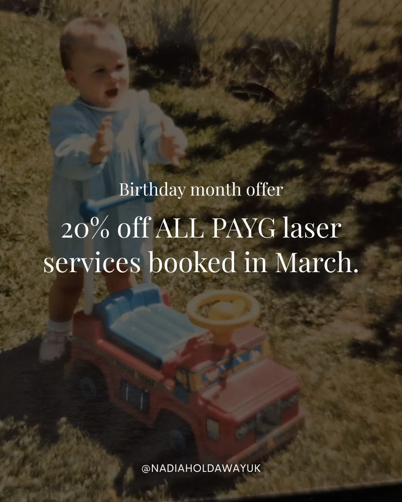 Last chance to get your hands on 20% off ALL PAYG laser services booked in March.

Let&rsquo;s make smooth skin your gift, not mine.

Book your appointment 👉 www.nadiaholdaway.co.uk/treatments-pricing or see link in bio ✨