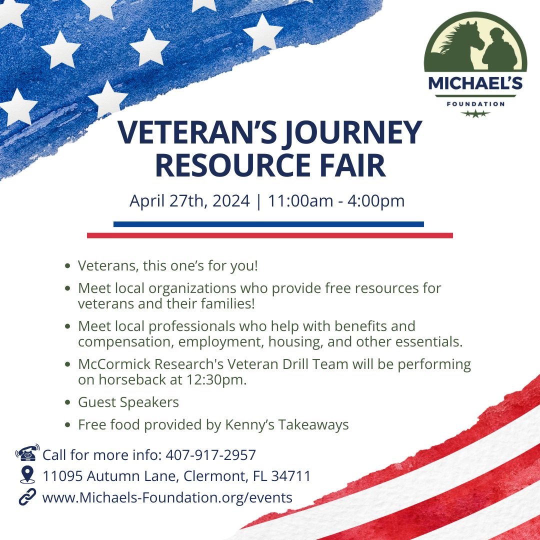 Calling all Veterans! Join us for the Veteran&rsquo;s Journey Resource Fair on April 27th from 11:00am to 4:00pm.

Discover free resources for you and your families, connect with local organizations, and meet professionals offering support with benef