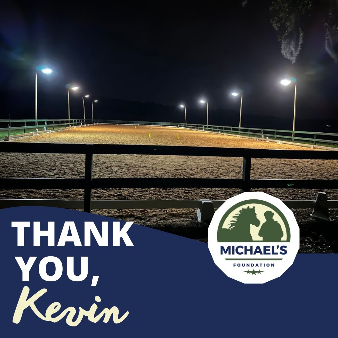 Big shoutout to Kevin, who is a 35 year+ Army Veteran, for lighting up our nights! 🌟 The new arena lights mean more classes for Veterans in our Equine Program! Thanks, Kevin, for making it all possible. 🙌 #CommunityHero 

🔗 Learn more about Michae