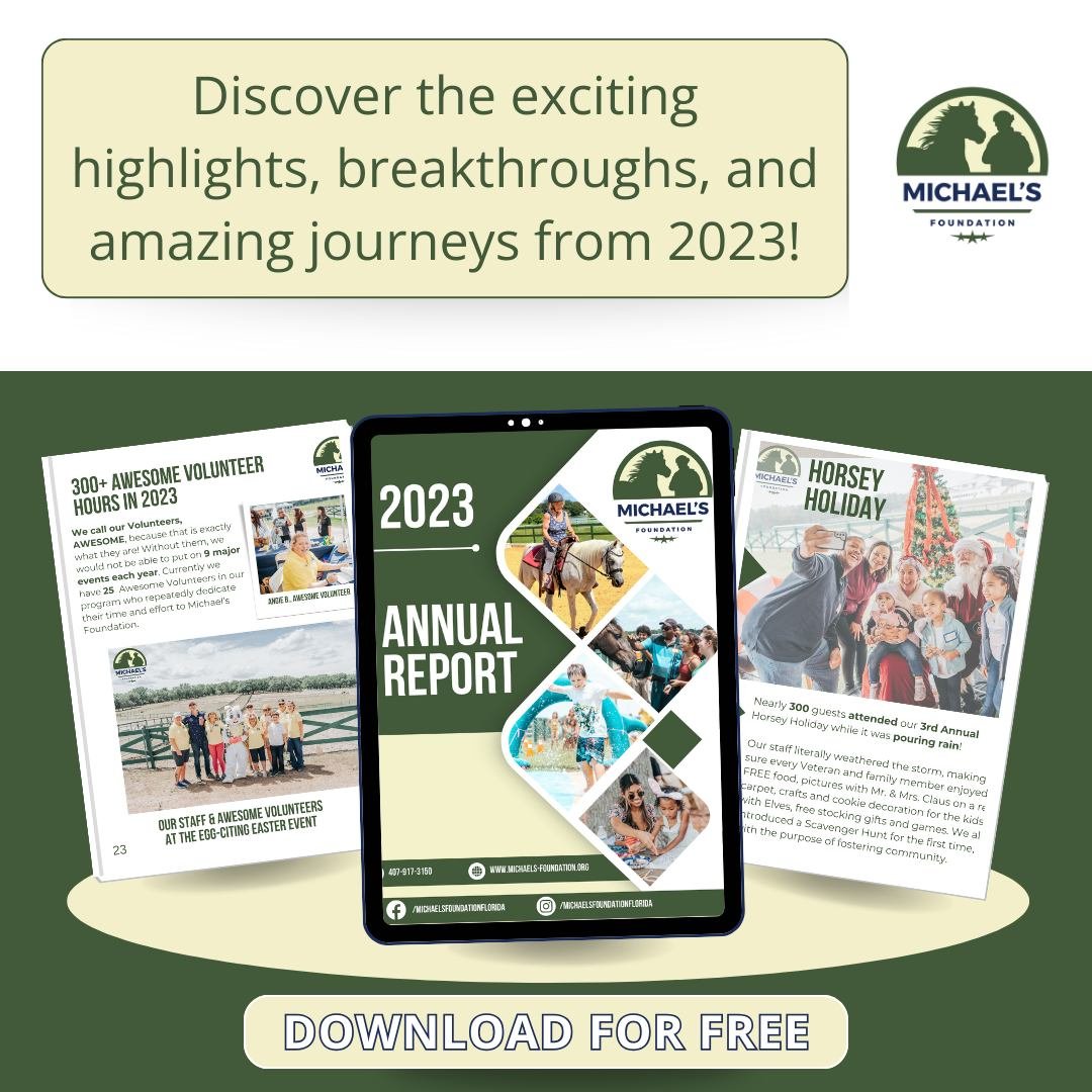 📖 Our 2023 Annual Report is here! From programs to statistics, check out our year of incredible impact.

Download the FREE copy at michaels-foundation.org/financials

Link in bio. 

-

#clermont #clermontflorida  #lakecountyfl #lakecounty #wintergar