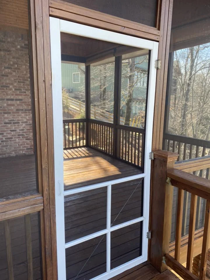 Clean stained wood porch and railing