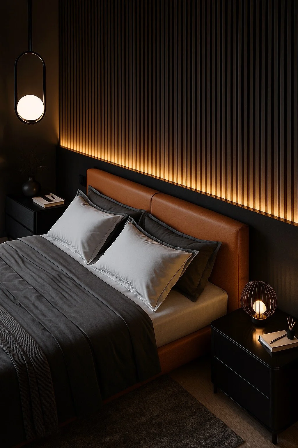 Minimalist Two-Level Bedroom Wall with LED Strip – Seattle Homes.jpeg