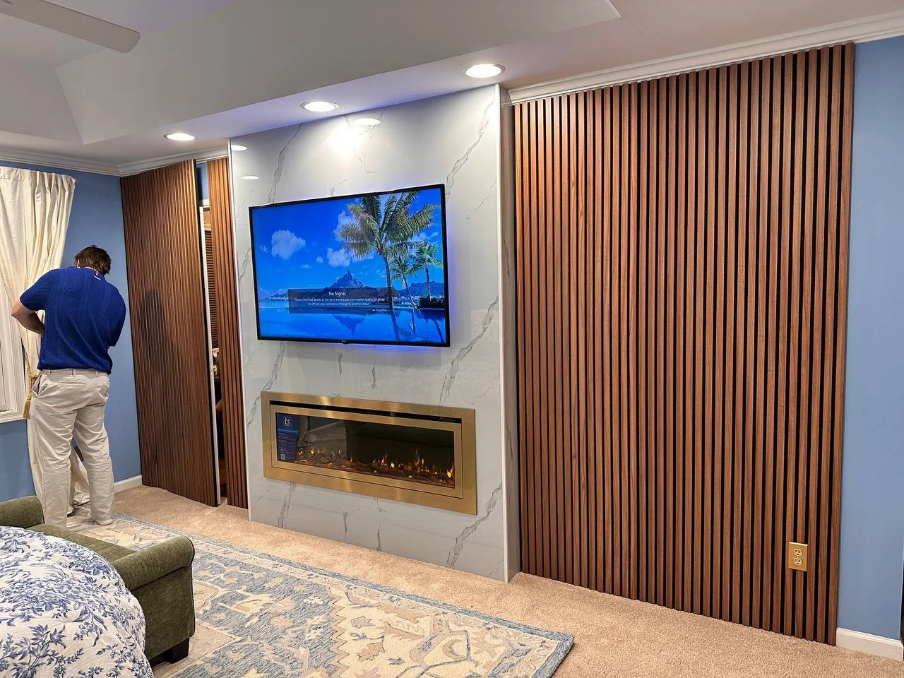 Media Wall and Fireplace and Hidden Door in Richmond, Virginia, VA