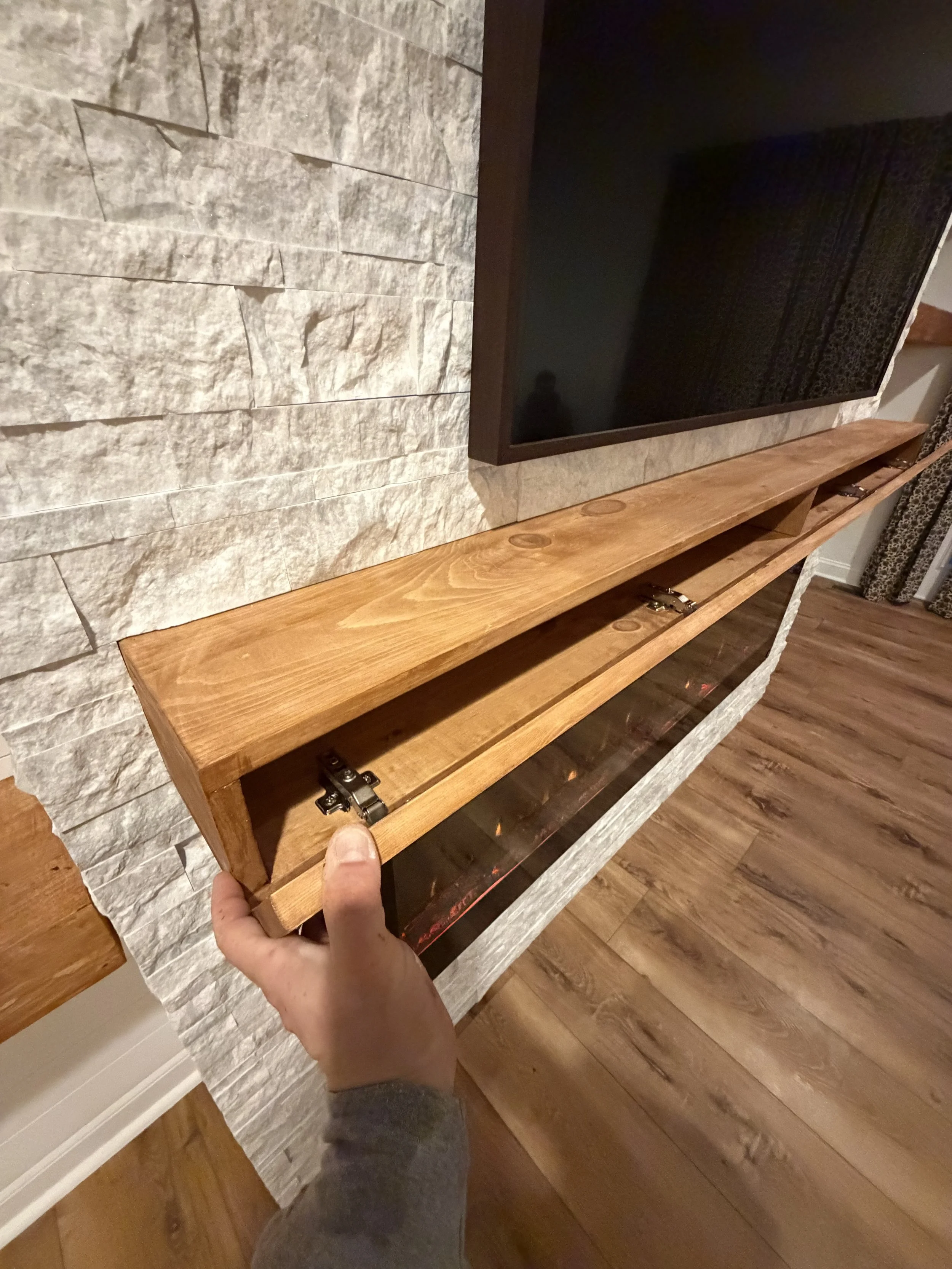 hidden storage muntle for fireplace