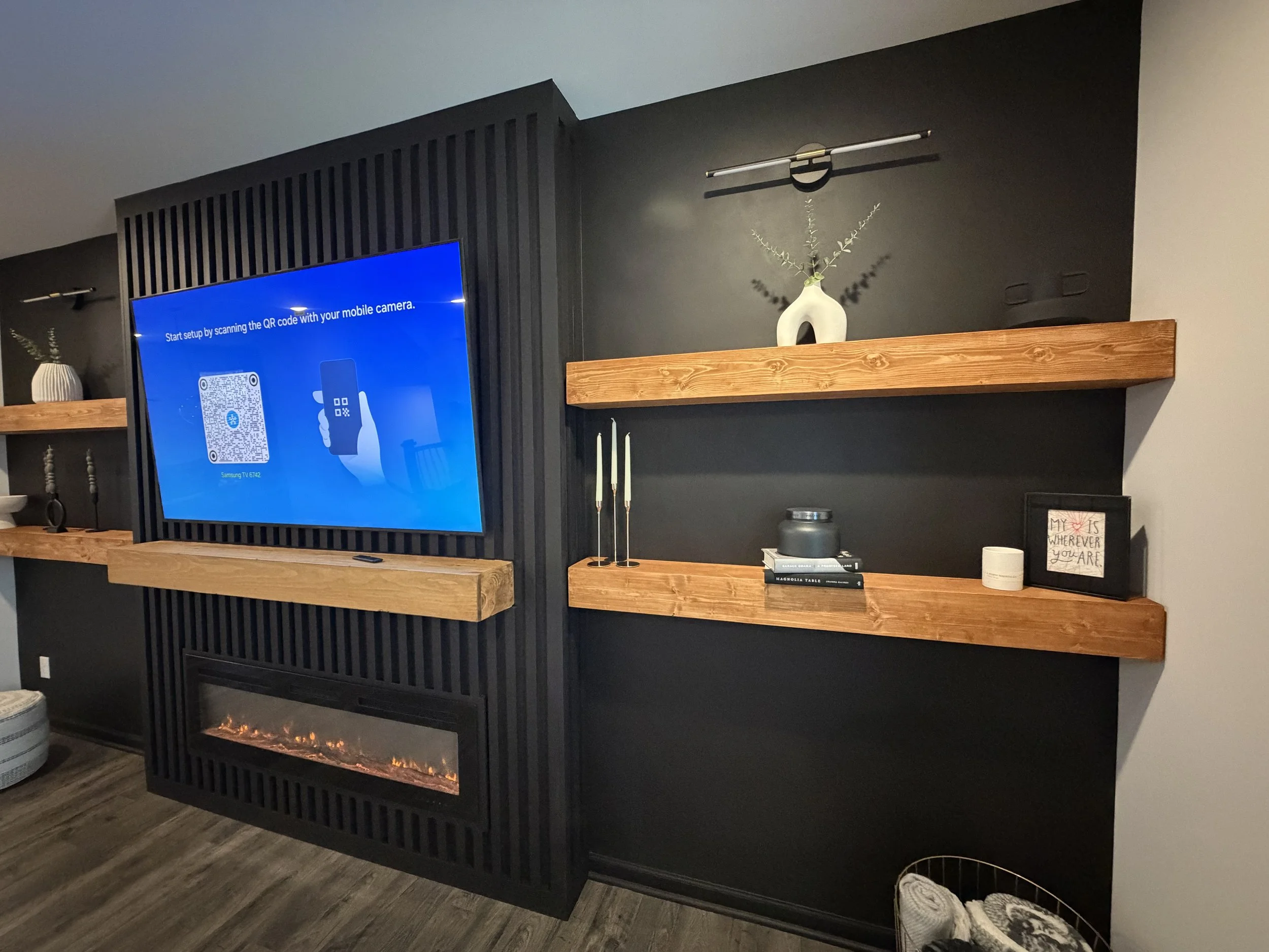 Custom media wall accent wall Charlotte NC