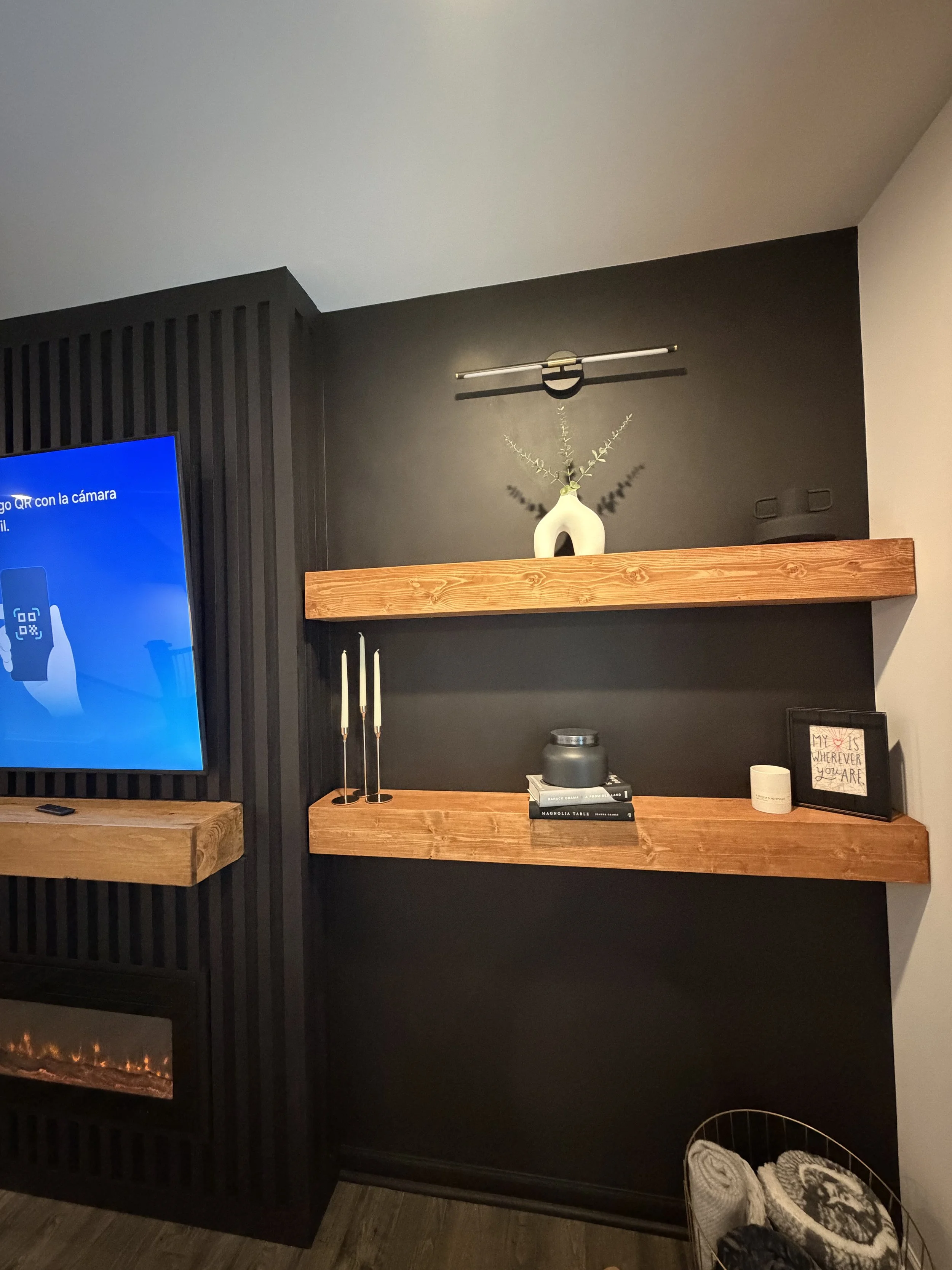 Custom floating shelves