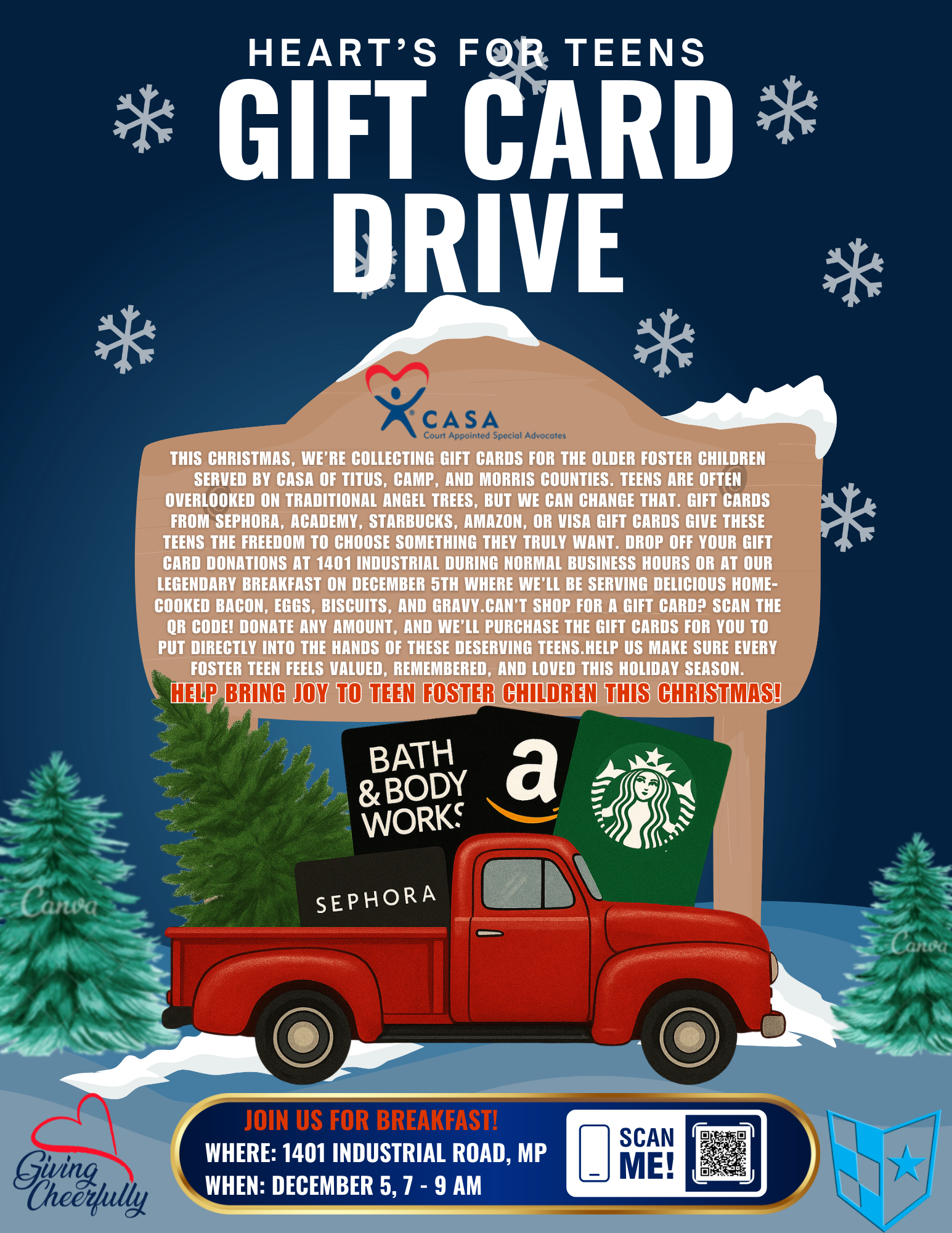 Hearts for Teens Gift Card Drive