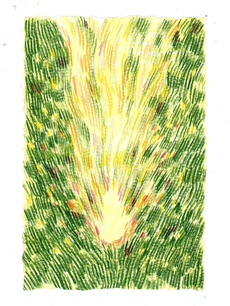 The Fall // colored pencil on 4x6 cotton paper. 

from my latest collection of drawings, One Eye on the Sky. Framing this week and will be available for purchase on Wednesday, July 29