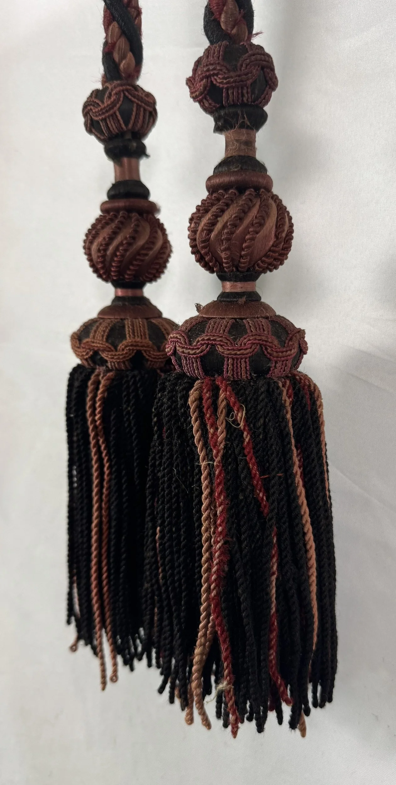 Antique French black cotton  Silk Double-Tassel Tiebacks | Jacob Trudaine