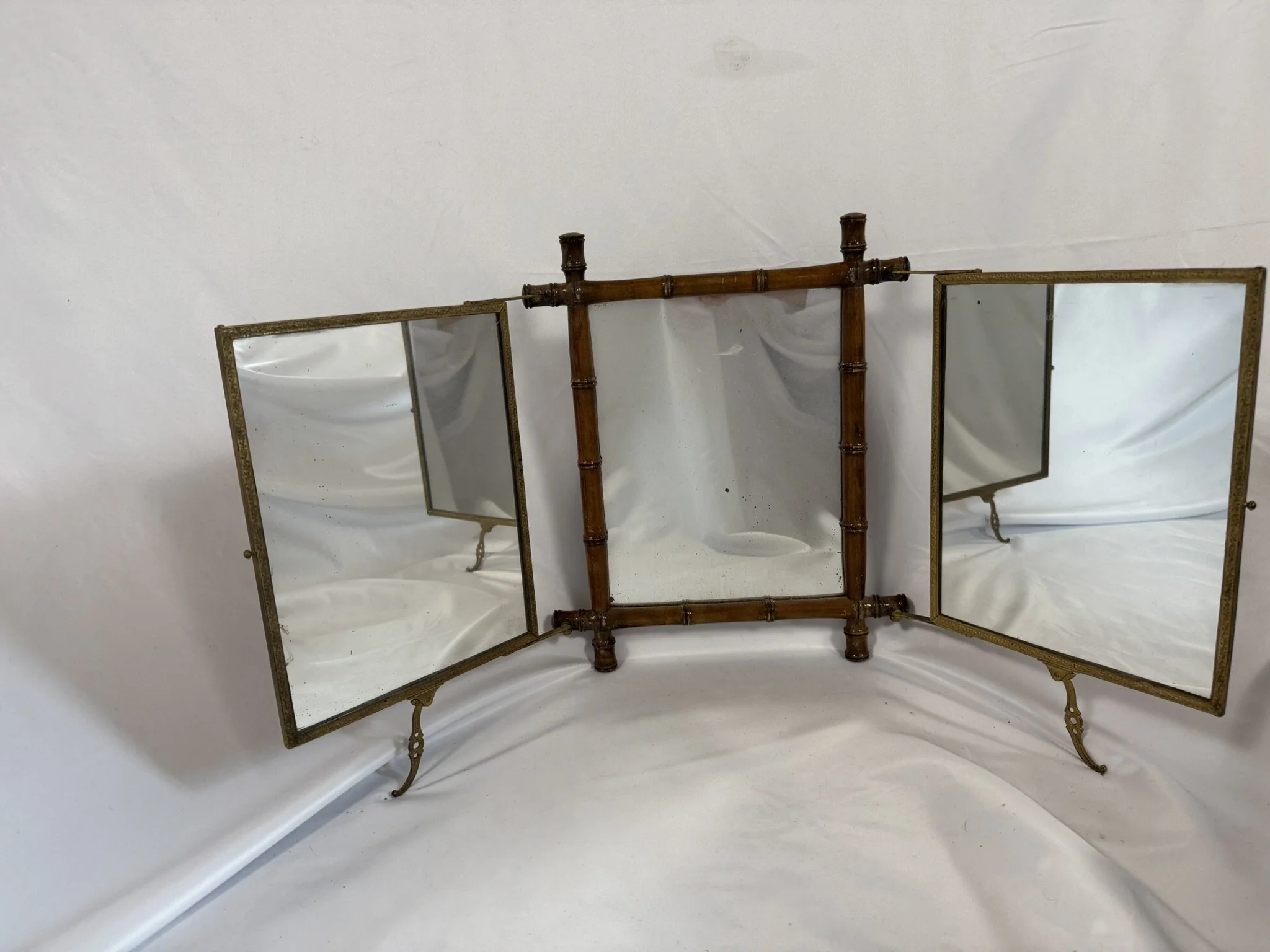 Aesthetic Movement Faux Bamboo Triptych Mirror | Jacob Trudaine