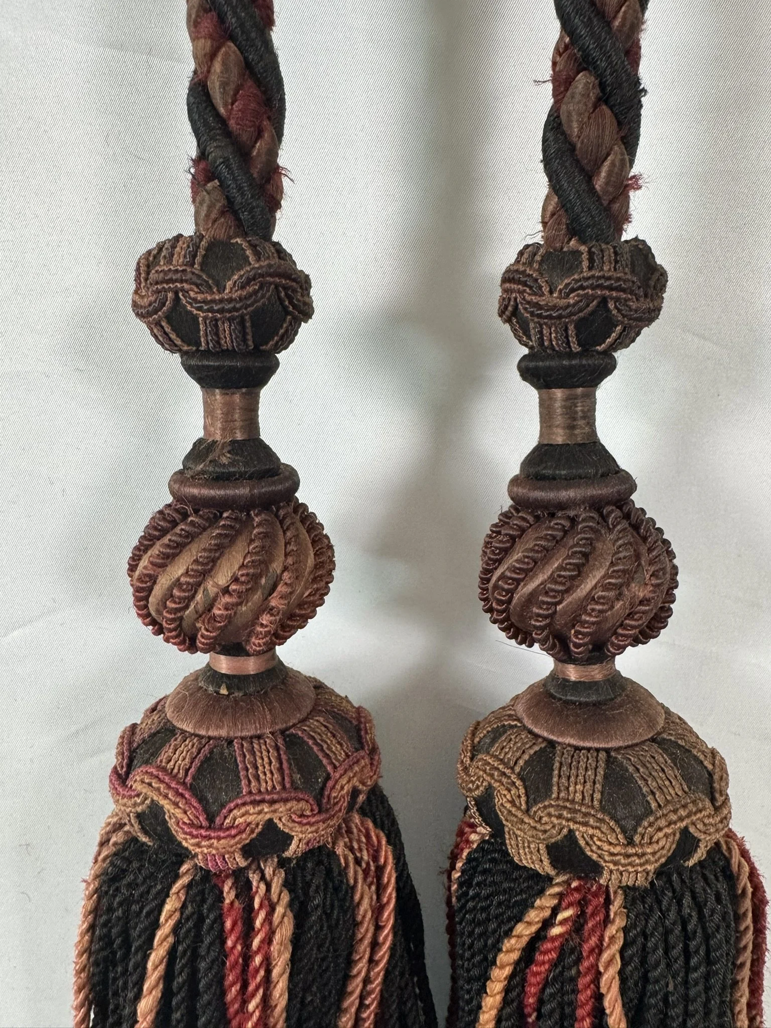 Antique French black cotton  Silk Double-Tassel Tiebacks | Jacob Trudaine
