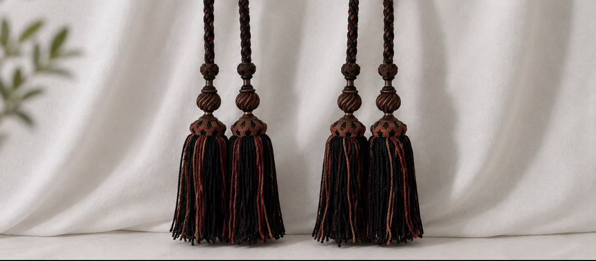 Antique French black cotton  Silk Double-Tassel Tiebacks | Jacob Trudaine