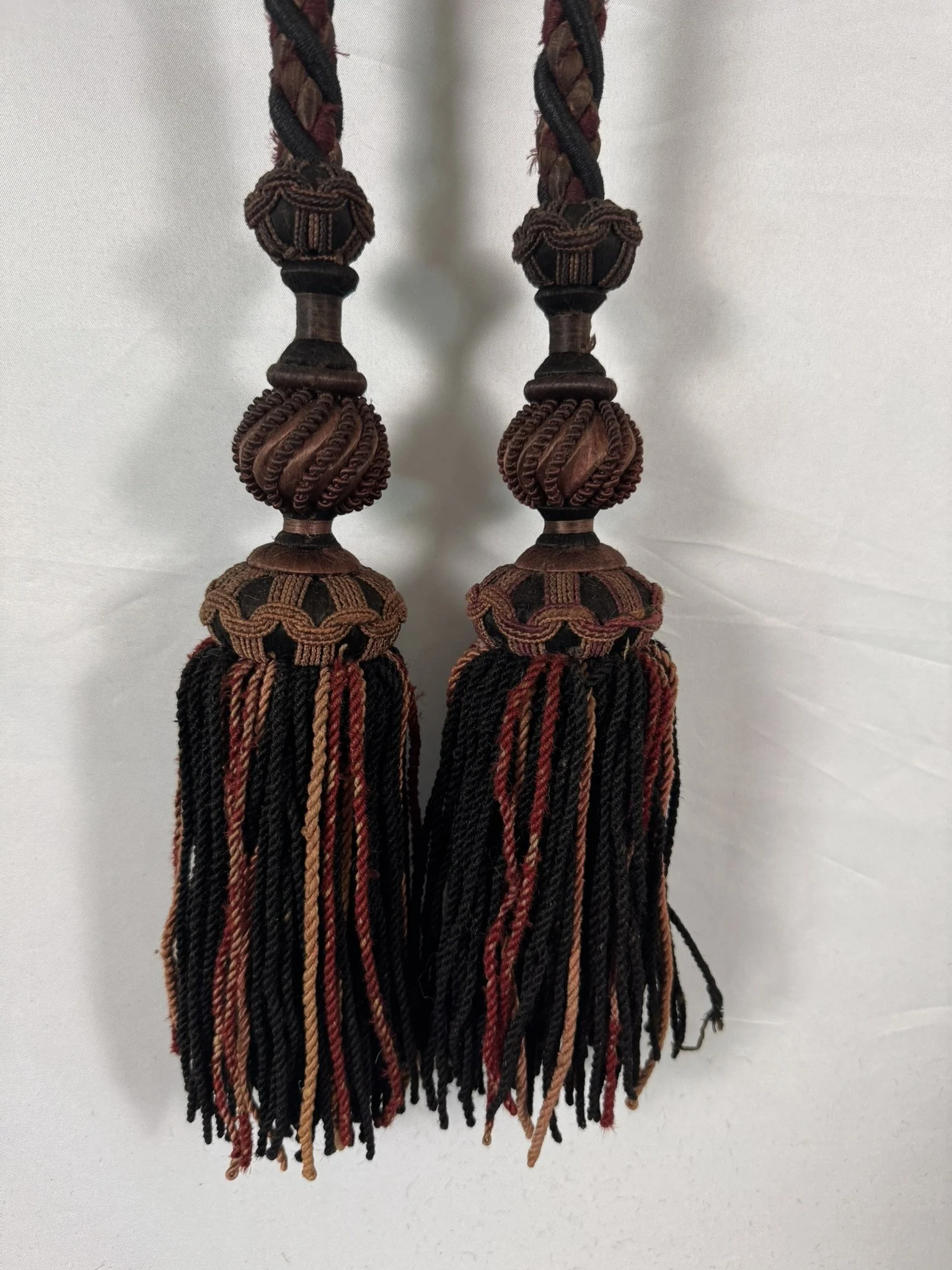 Antique French black cotton  Silk Double-Tassel Tiebacks | Jacob Trudaine