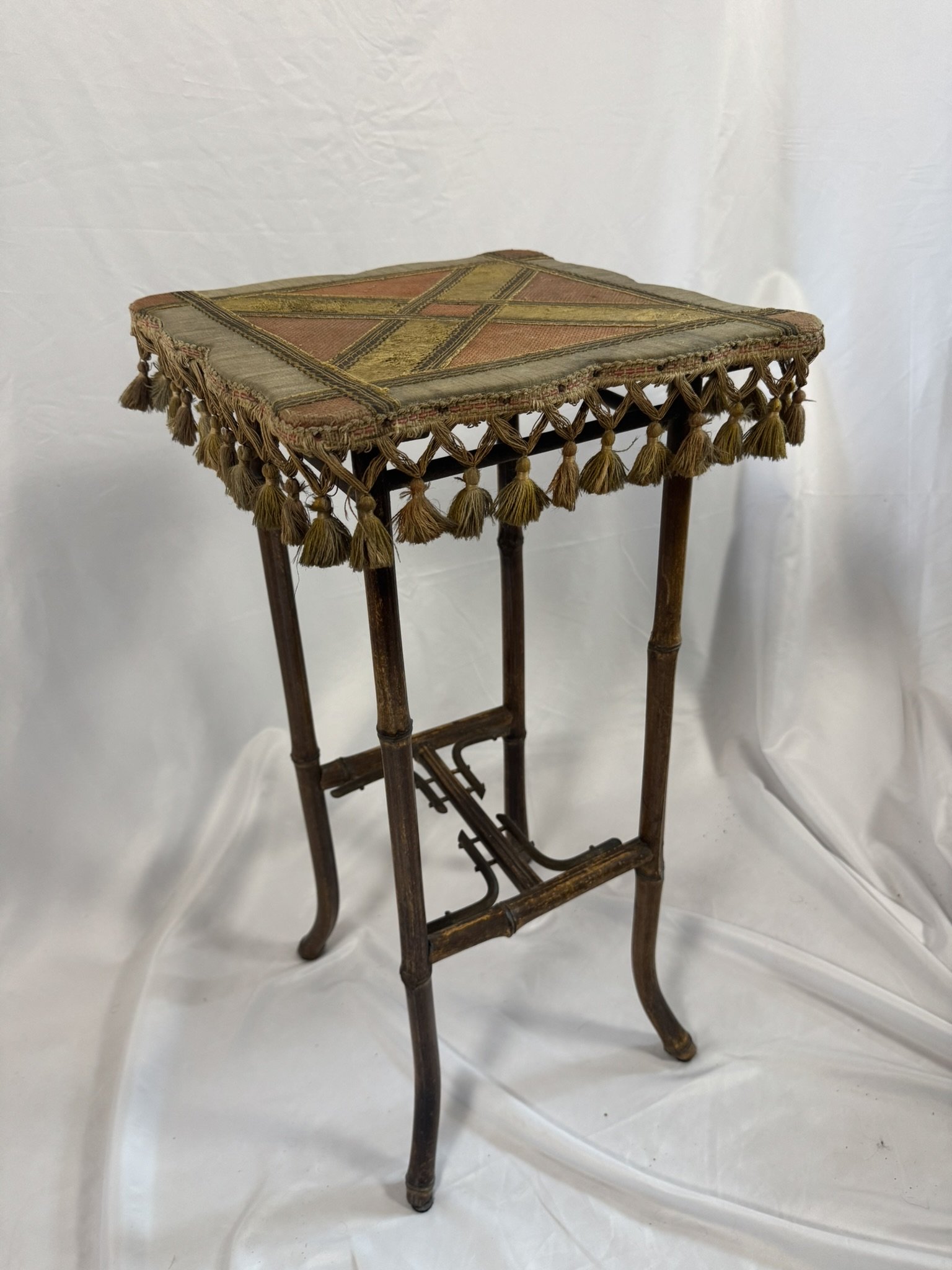 French Napoleon III Bamboo Tabouret with PLM Railway Label | Jacob Trudaine