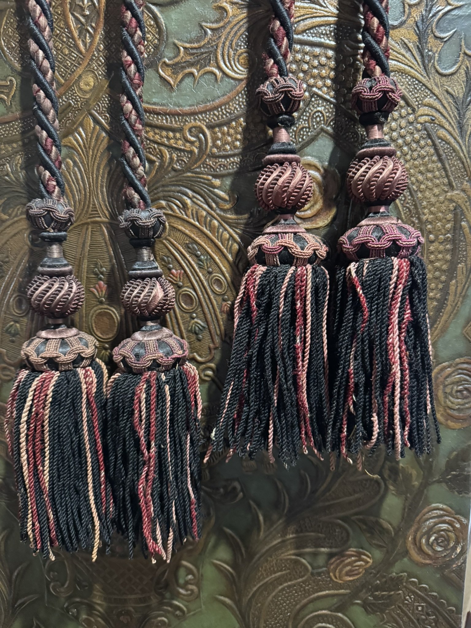 Antique French black cotton  Silk Double-Tassel Tiebacks | Jacob Trudaine