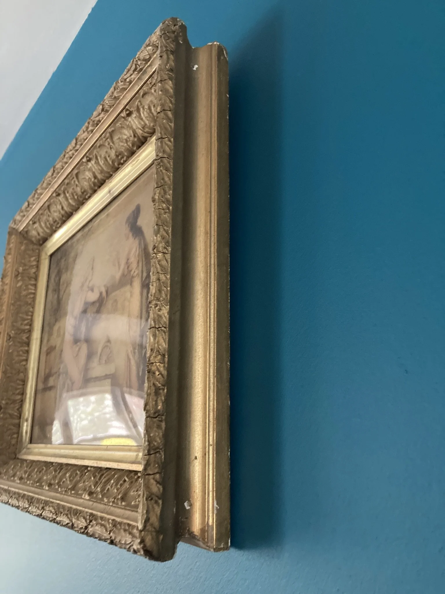 Diana Coomans Le Messager de l'Amour 1890 signed reverse glass oil painting in period gilt frame, Academic Romantic school | jacobtrudaine.com