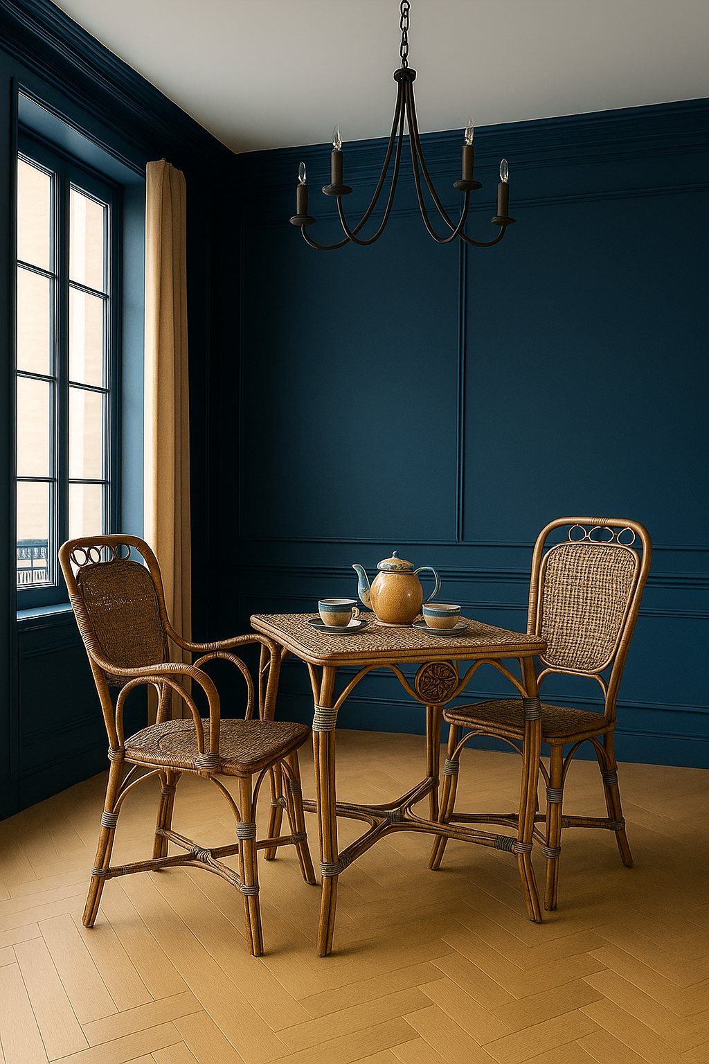 Antique Rattan Table & Chair Set