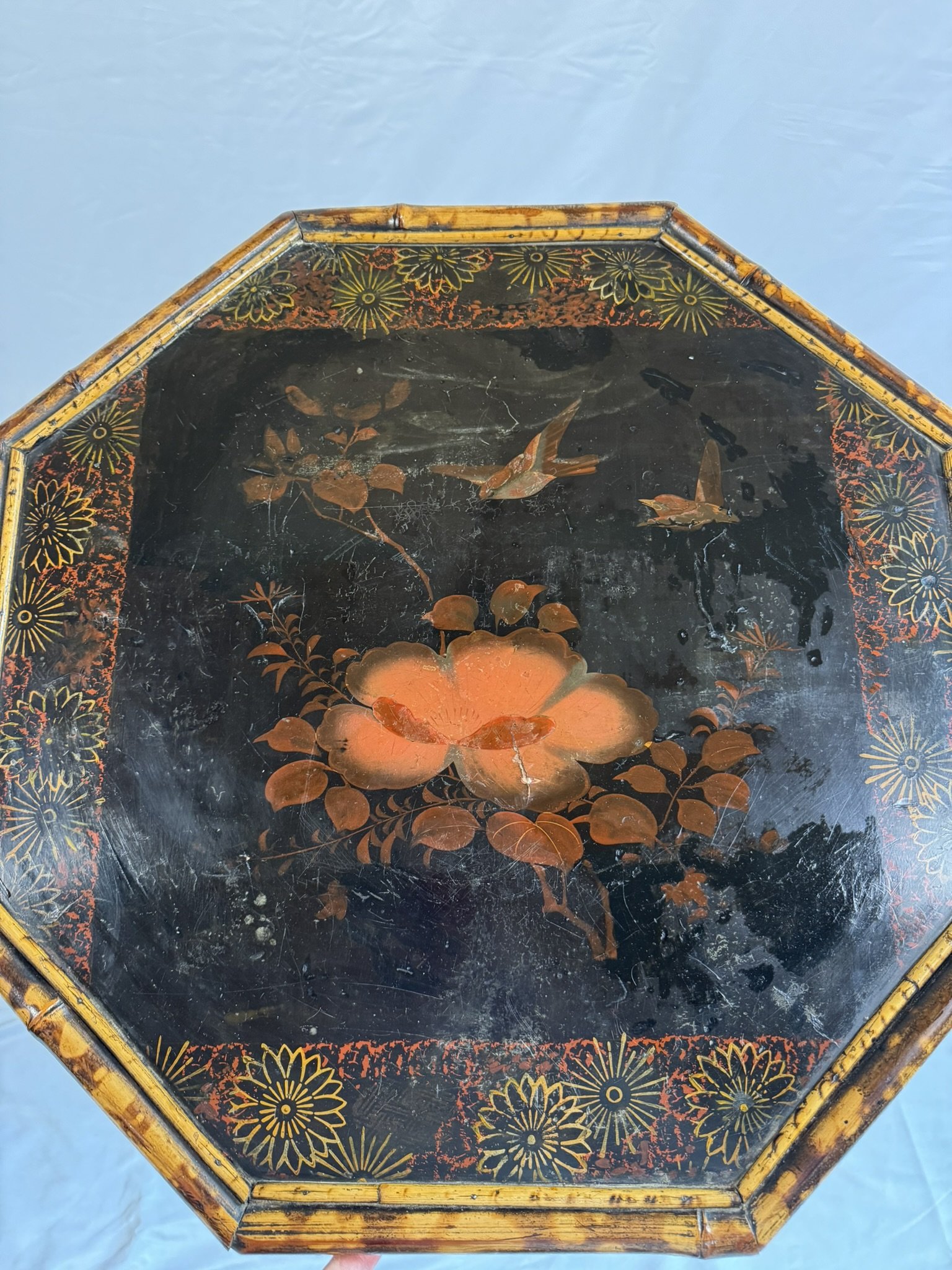 English Bamboo Lacquered Octagonal Table, Aesthetic Movement | Jacob Trudaine