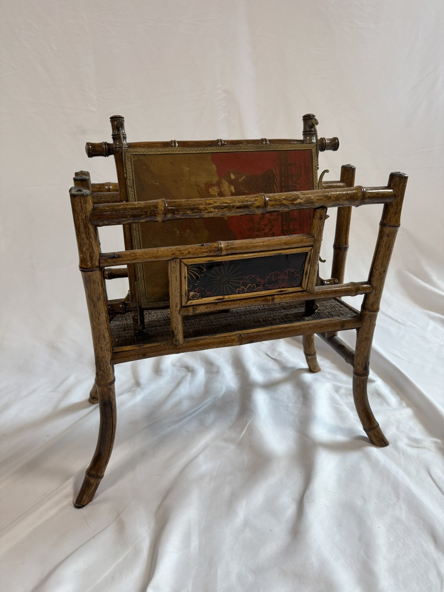 Antique 19th Century English Victorian Tortoise Bamboo Magazine Rack Stand