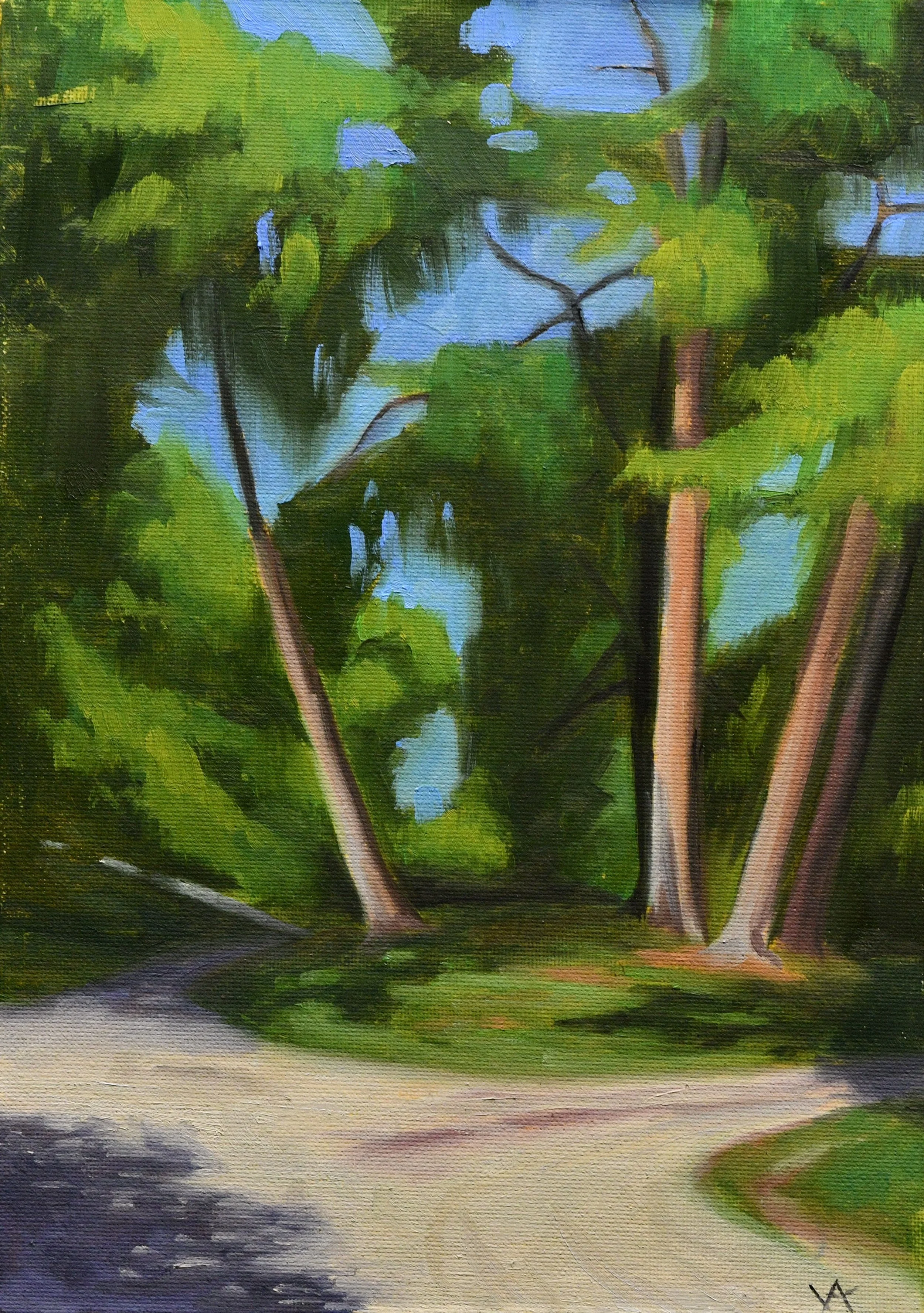 En plein air painting of trees in Parco Sempione.