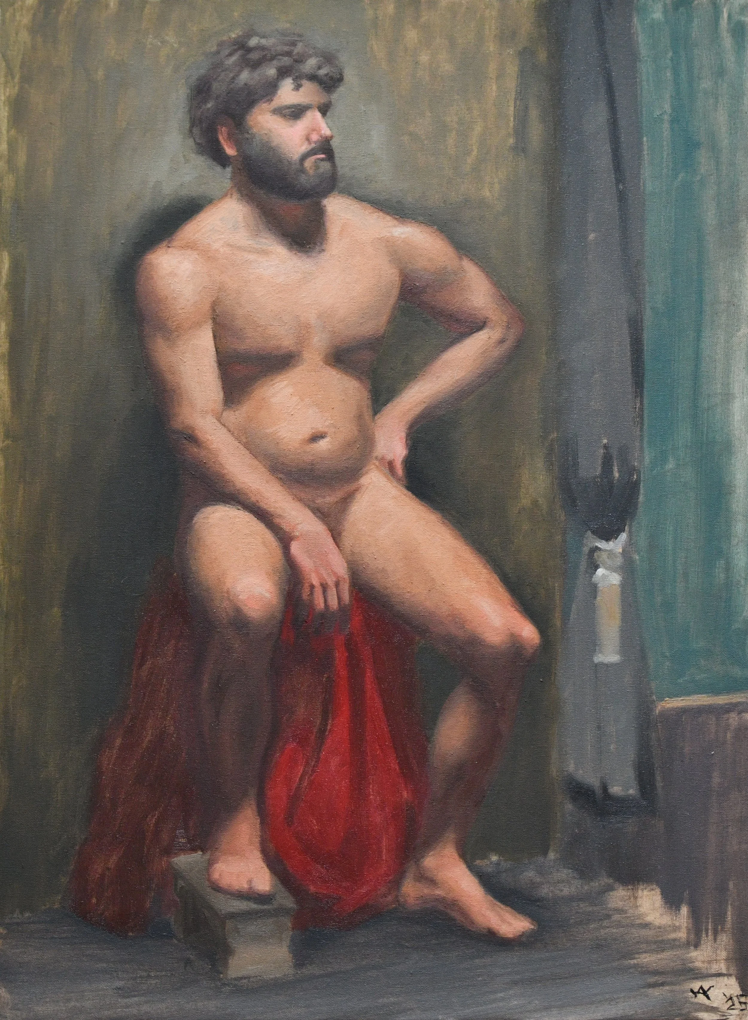 Two week long pose of a nude male model