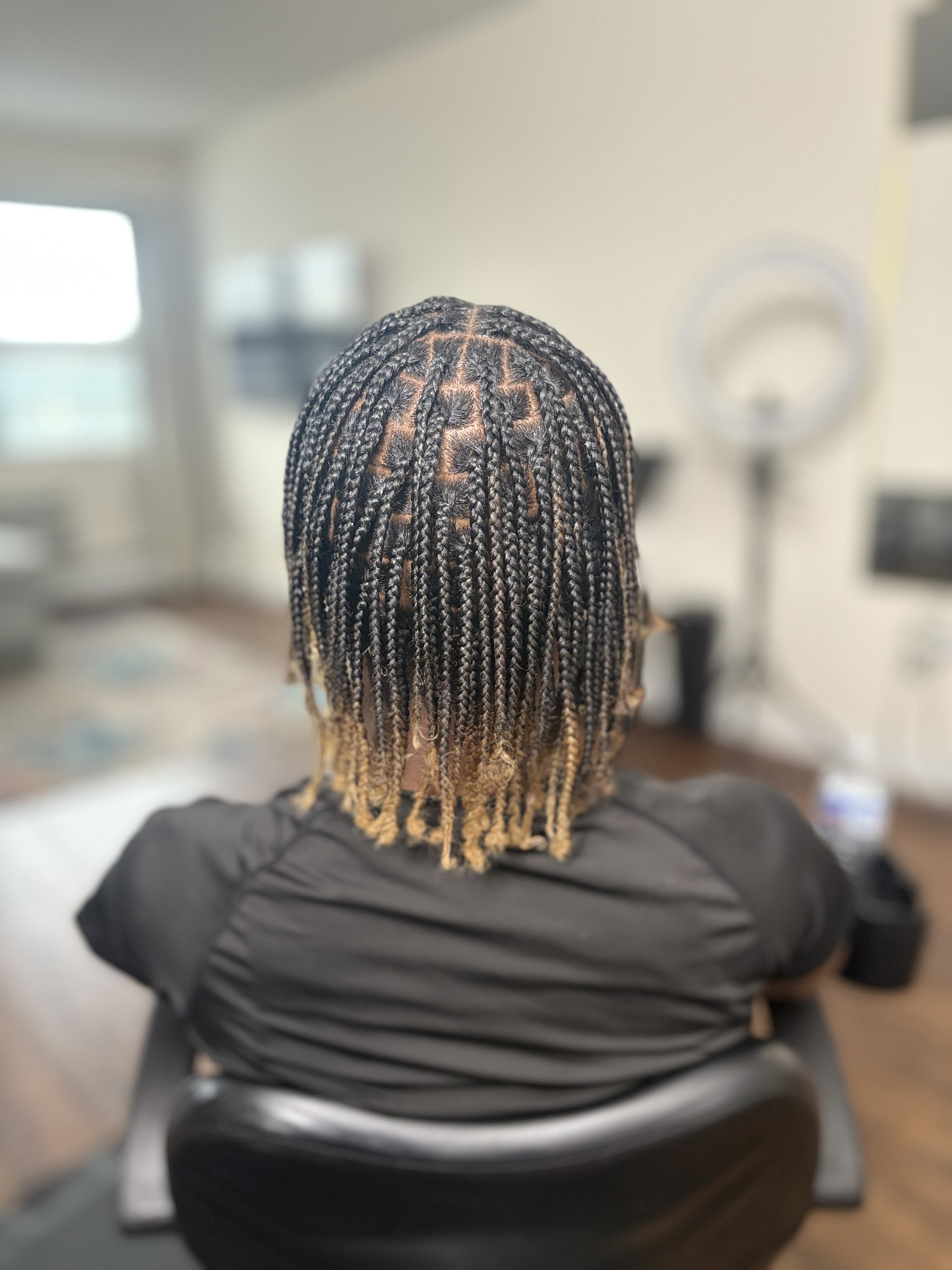 Box braids with natural hair 