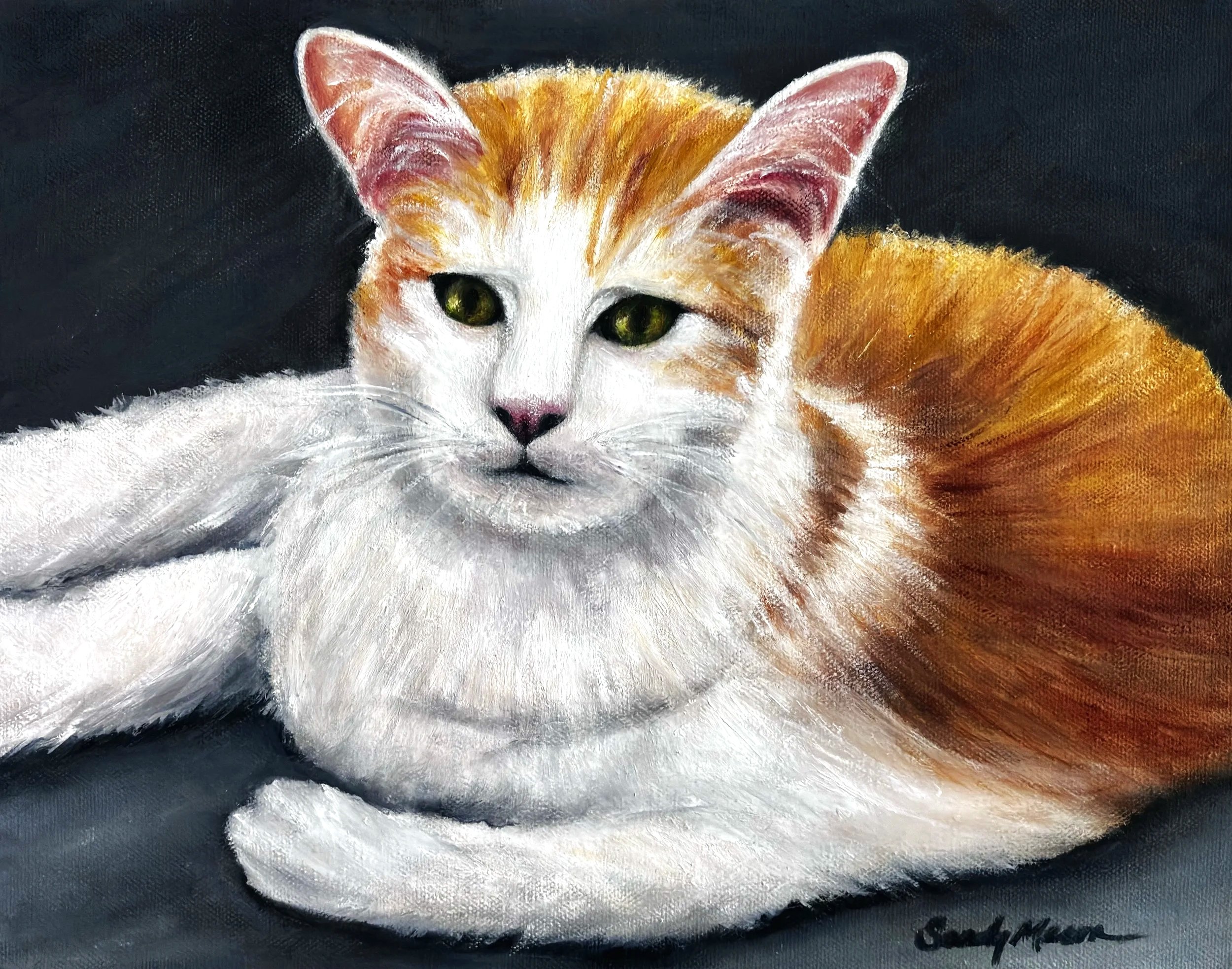 "Green Eyes Watching", Original Oil Painting 
11" x 14" 