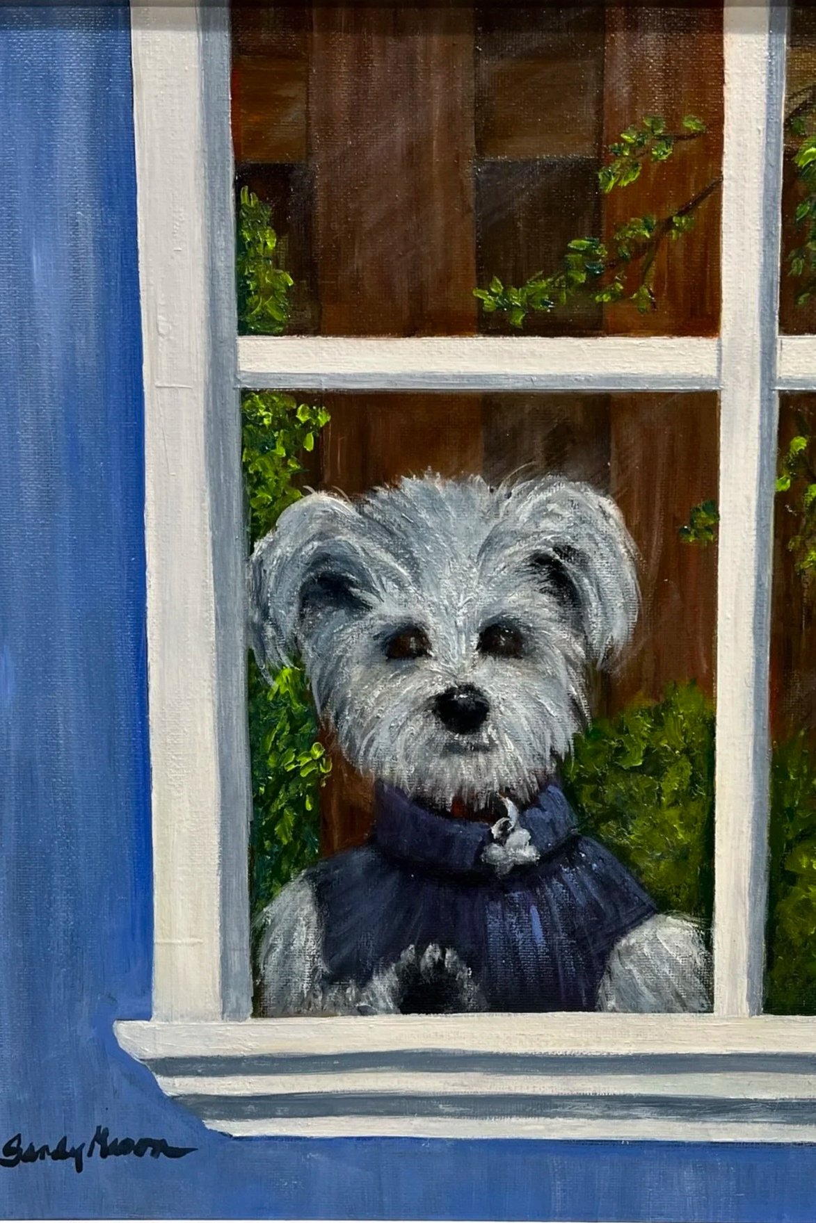 "Doggie in the Window", Original Acrylic Painting 11" x  14"  