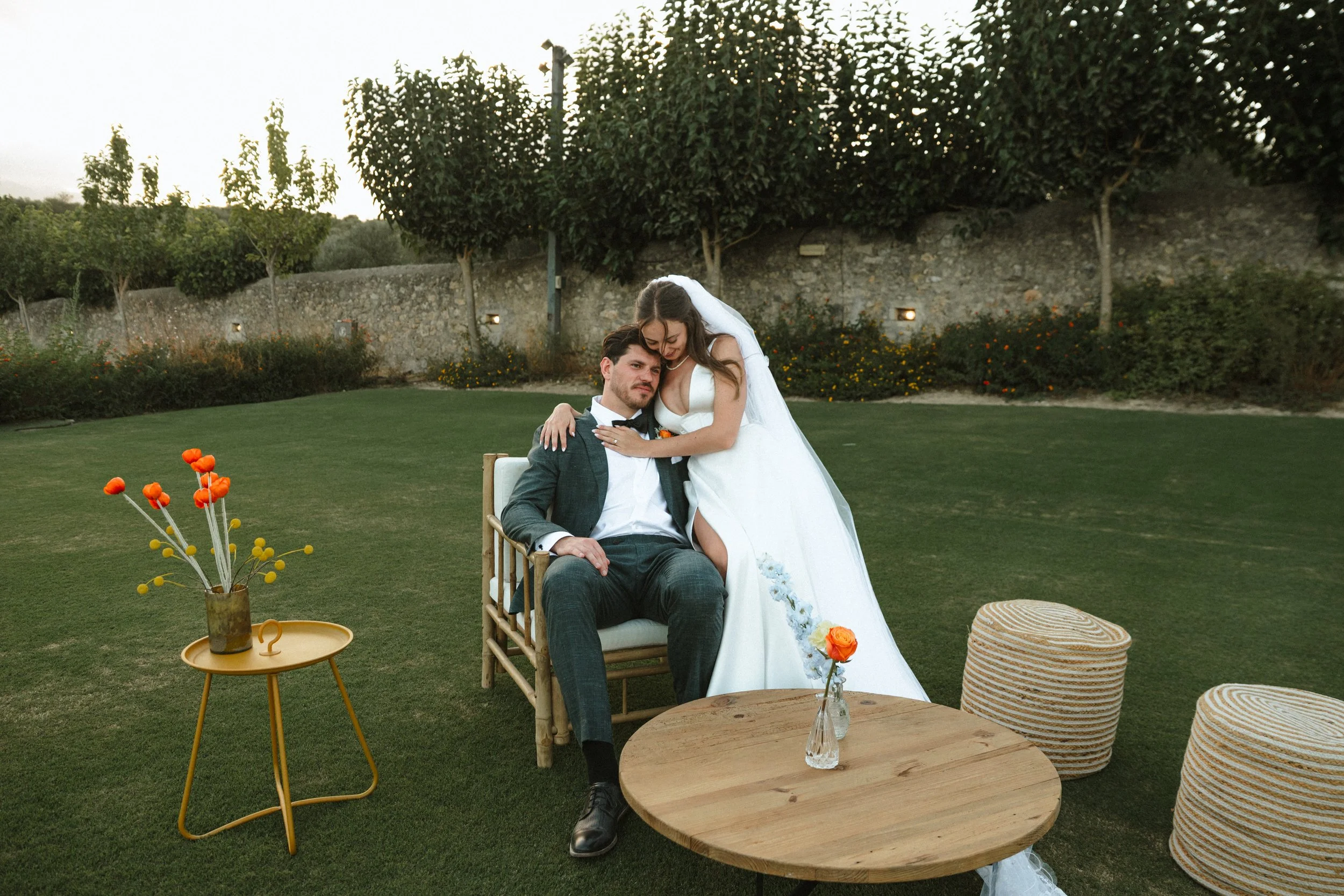 Bride and groom at Roxanne Estate celebration in Crete at Agreco Farm