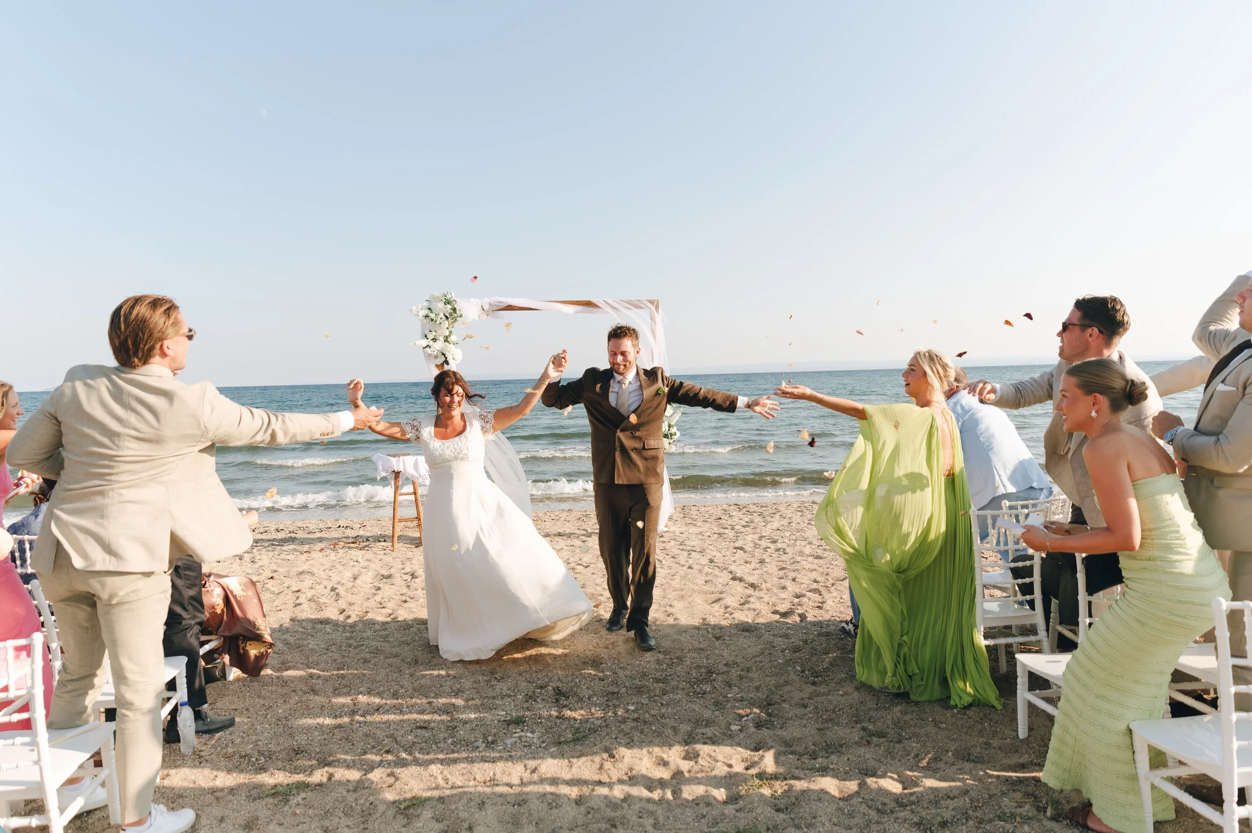 Candid wedding ceremony moment photographed in a documentary style in Greece