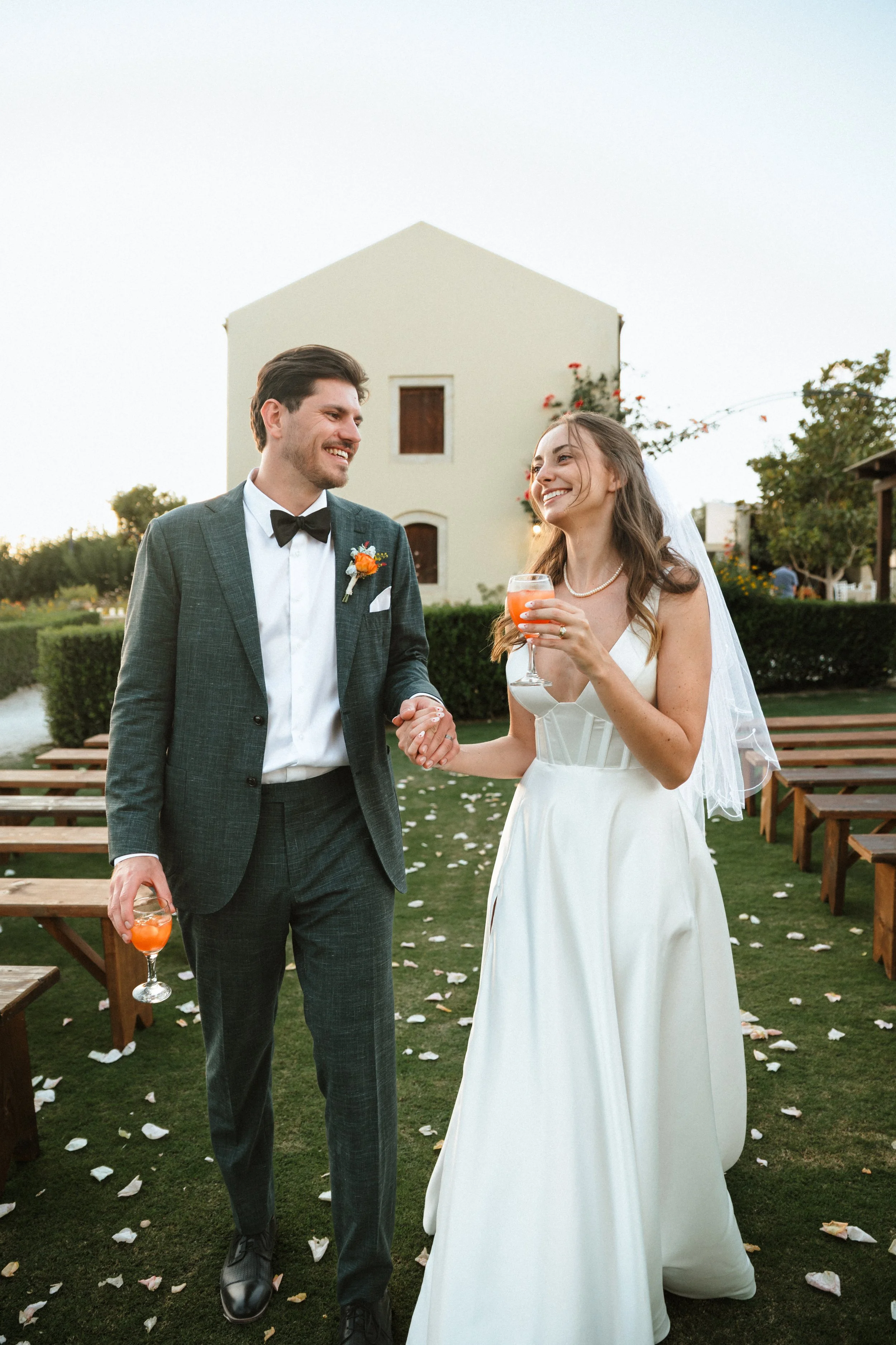Couple during their destination wedding at Roxani Estate in Crete