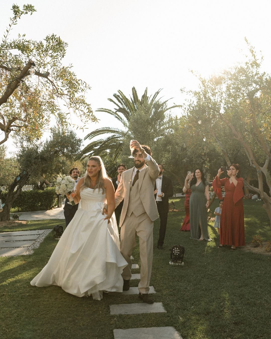 Golden hour wedding portraits on the Halkidiki coastline