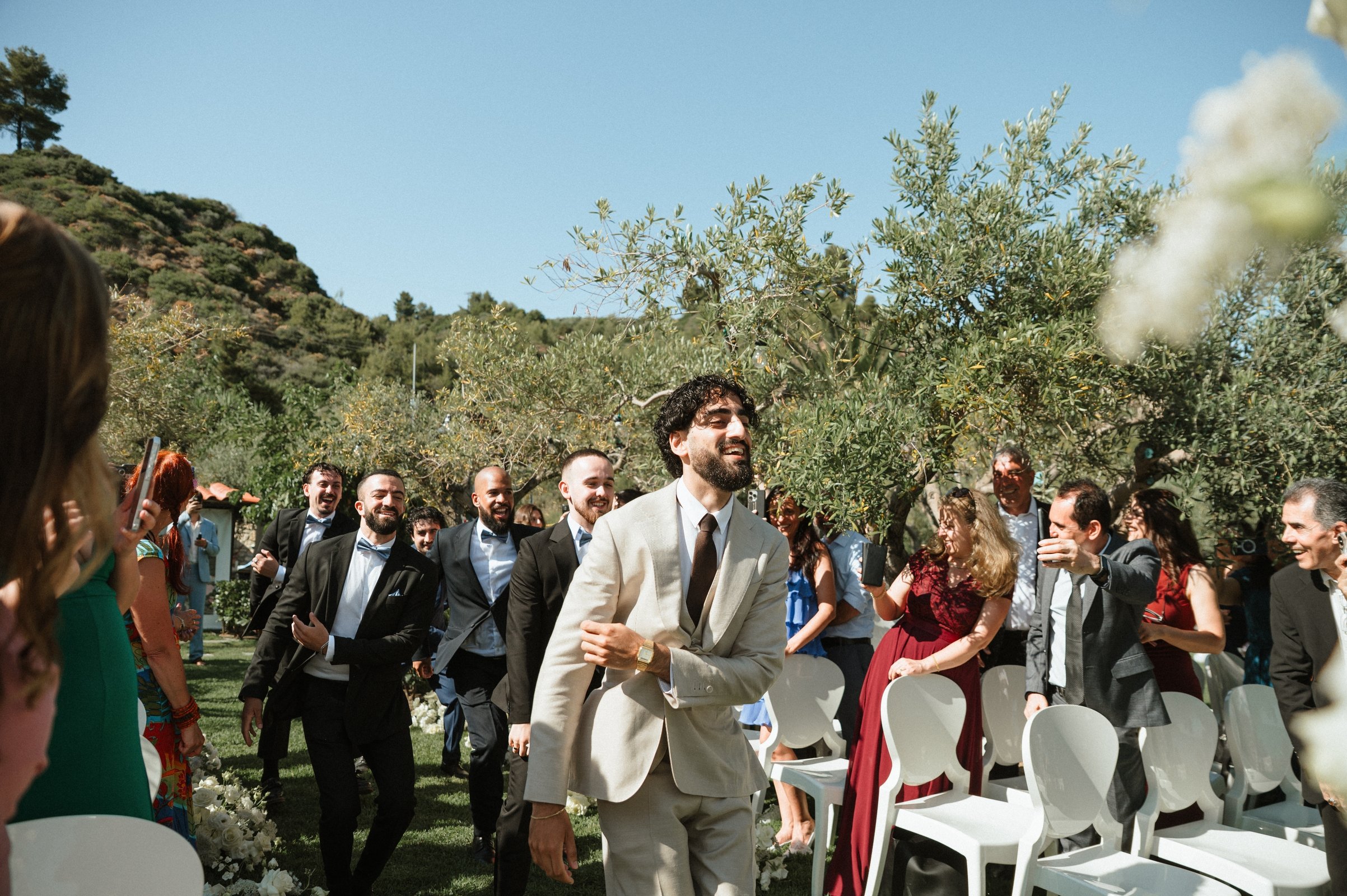 Emotional moment during a symbolic wedding ceremony in Halkidiki