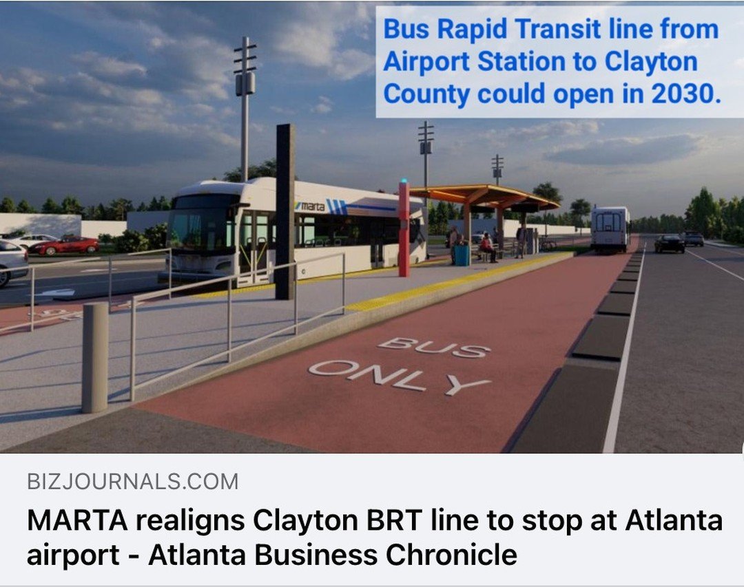 A (paywalled) article in Atlanta Business Chronicle reports that MARTA's proposed BRT line into Clayton County could open in 2030 and connect to Airport station.

The previous plan was to connect to College Park Station. 

One thing that hasn't chang