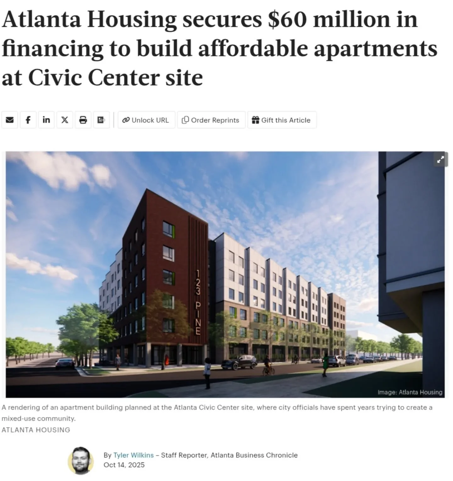 Atlanta Business Chronicle reports that Atlanta Housing has secured $60 million in public and private funds for the construction of a 148-unit apartment building at the empty Civic Center. It'll provide affordable units for low-income seniors.

This 