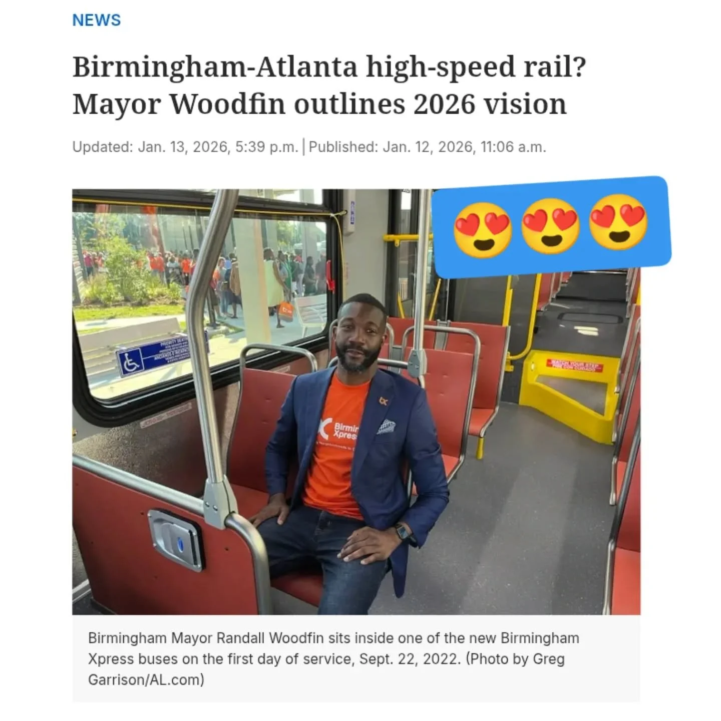 It's great to see the mayor of our Amtrak-neighbor city, Birmingham, get excited about reducing the need for cars and parking! 

In a new article at AL.com, Birmingham Mayor Randall Woodfin says he wants to prioritize walking, biking and increasing m