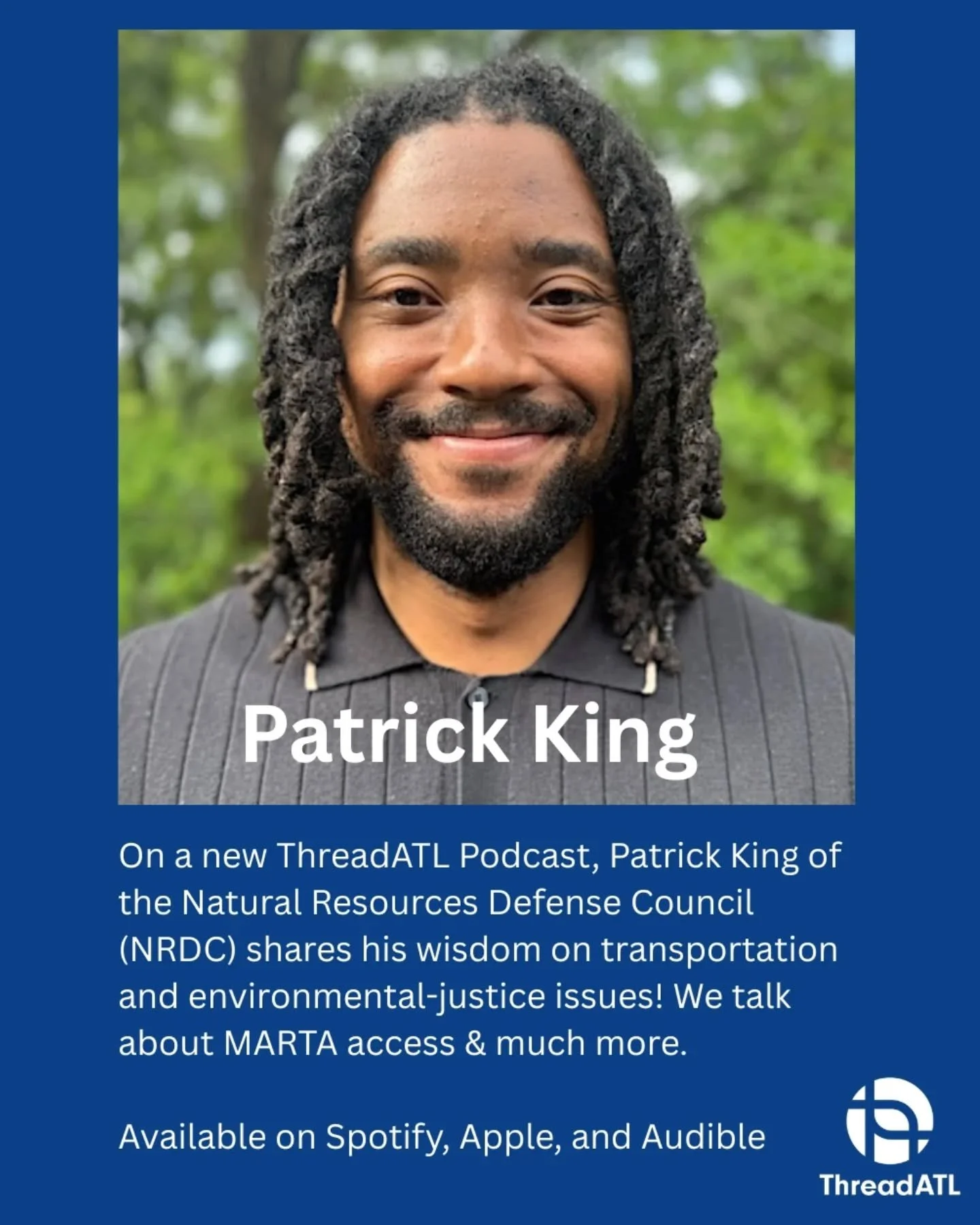 On a new ThreadATL Podcast episode, Patrick King of the Natural Resources Defense Council shares wisdom on transportation &amp; environmental-justice issues:

"40% of Atlantans over the age of ten do not or cannot rely on a personal vehicle to m