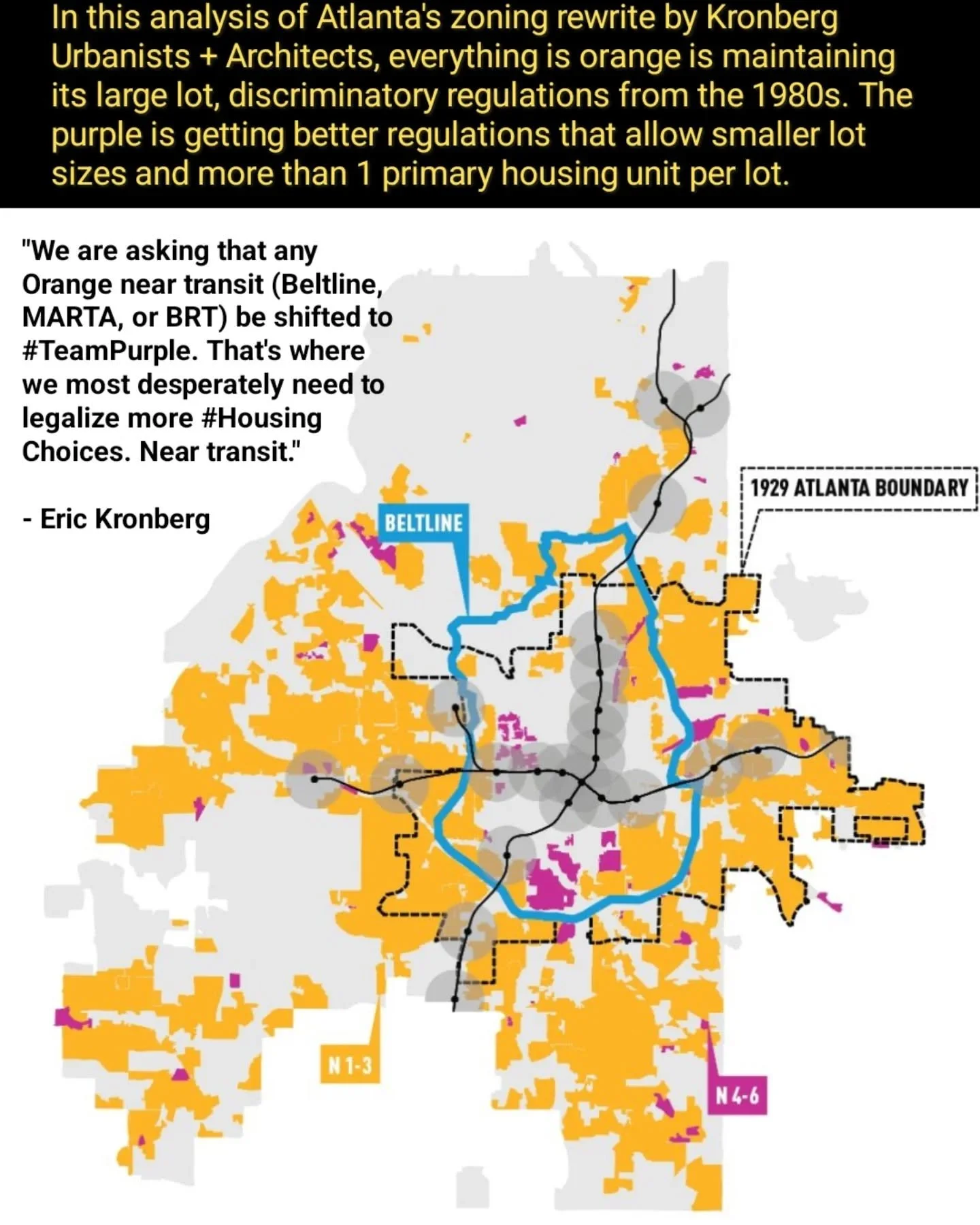 Big thanks to local architect &amp; builder Eric Kronberg, with Kronberg Urbanists + Architects, for sharing his great insights on the City of Atlanta's zoning rewrite, dubbed ATL Zoning 2.0. You can read his posts on LinkedIn. 

Today he posted a gr