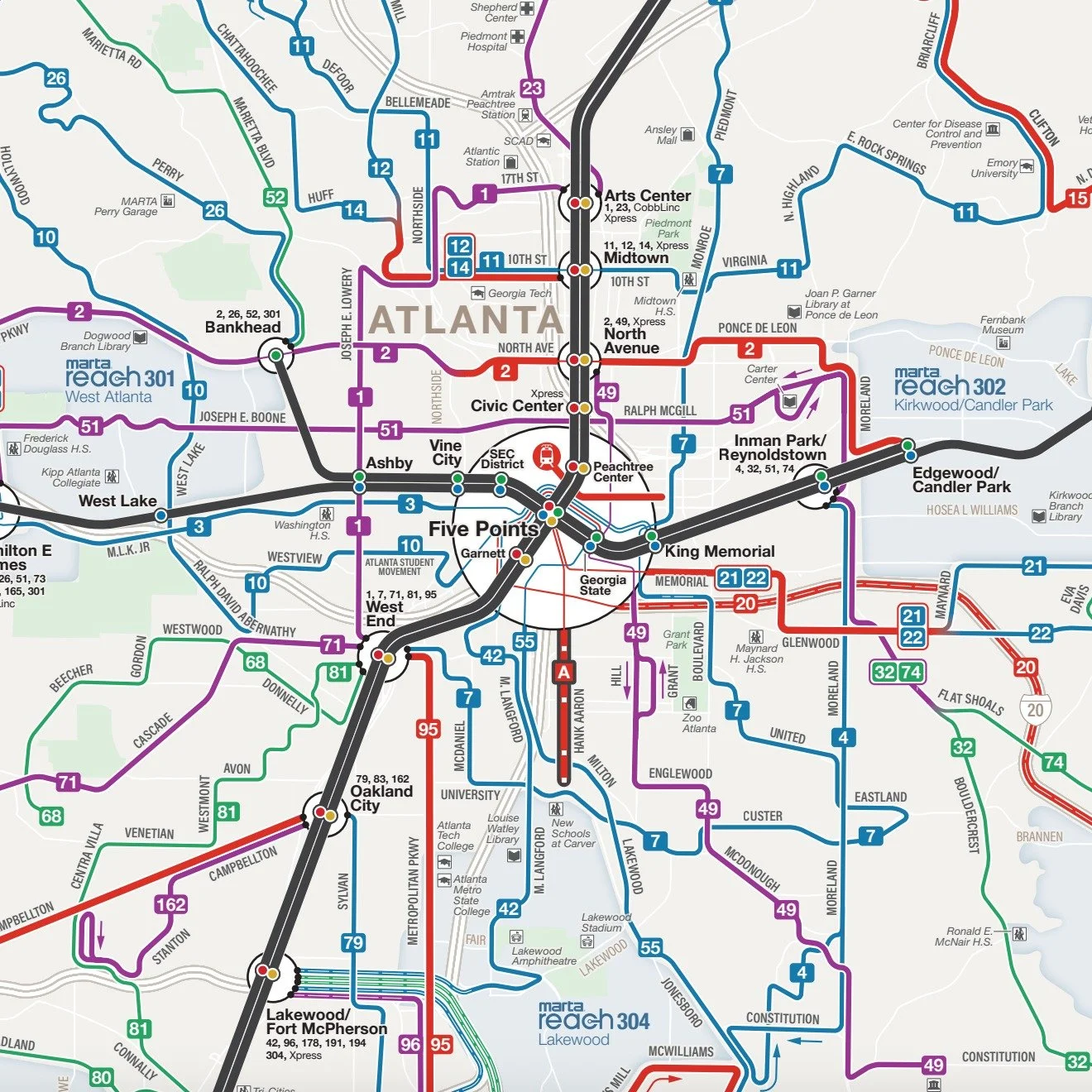 One of the big ideas behind the redesigned MARTA bus system, which launches tomorrow, is the inclusion of routes with higher frequencies (meaning: shorter waits for the next bus). This is the benefit that makes up for the overall loss of coverage tha