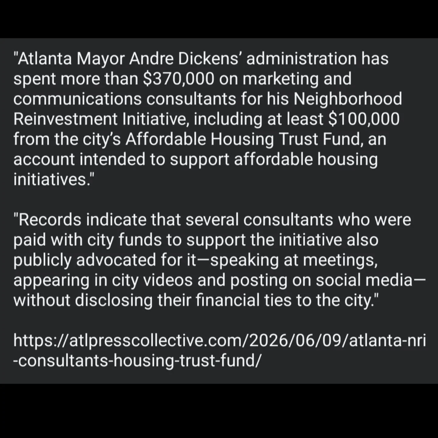 Ugh...this is beyond ridiculous. Mayor Dickens needs to answer for this. Using money from the Affordable Housing Fund to promote the renewal of Tax Allocation Districts for the NRI is bad enough. The fact that paid advocates didn't identify themselve