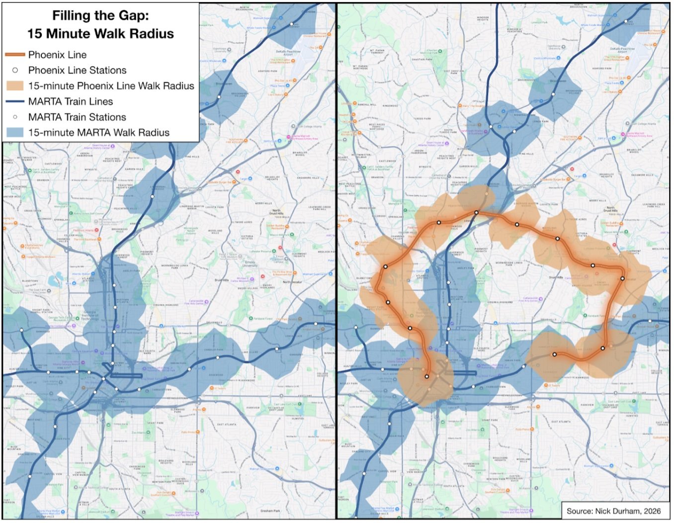 15 minute walk radius map