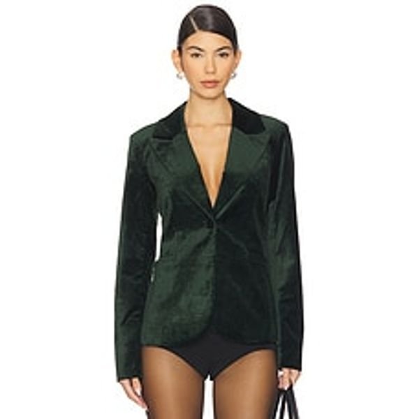 Good American Green velvet sculpted blazer