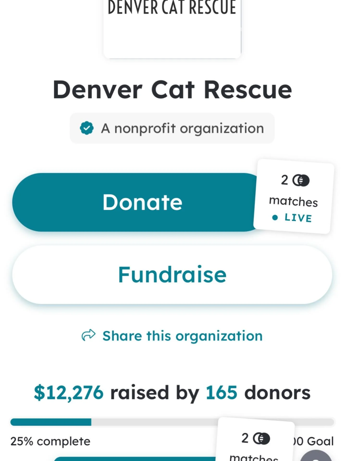 Woke up to see we are at the halfway point on our last day of fundraising! We just need to get to 25k, then our match kicks in. We know people are struggling in this economy. If there is a dollar amount you would not miss - $5 or $10 - that is enough