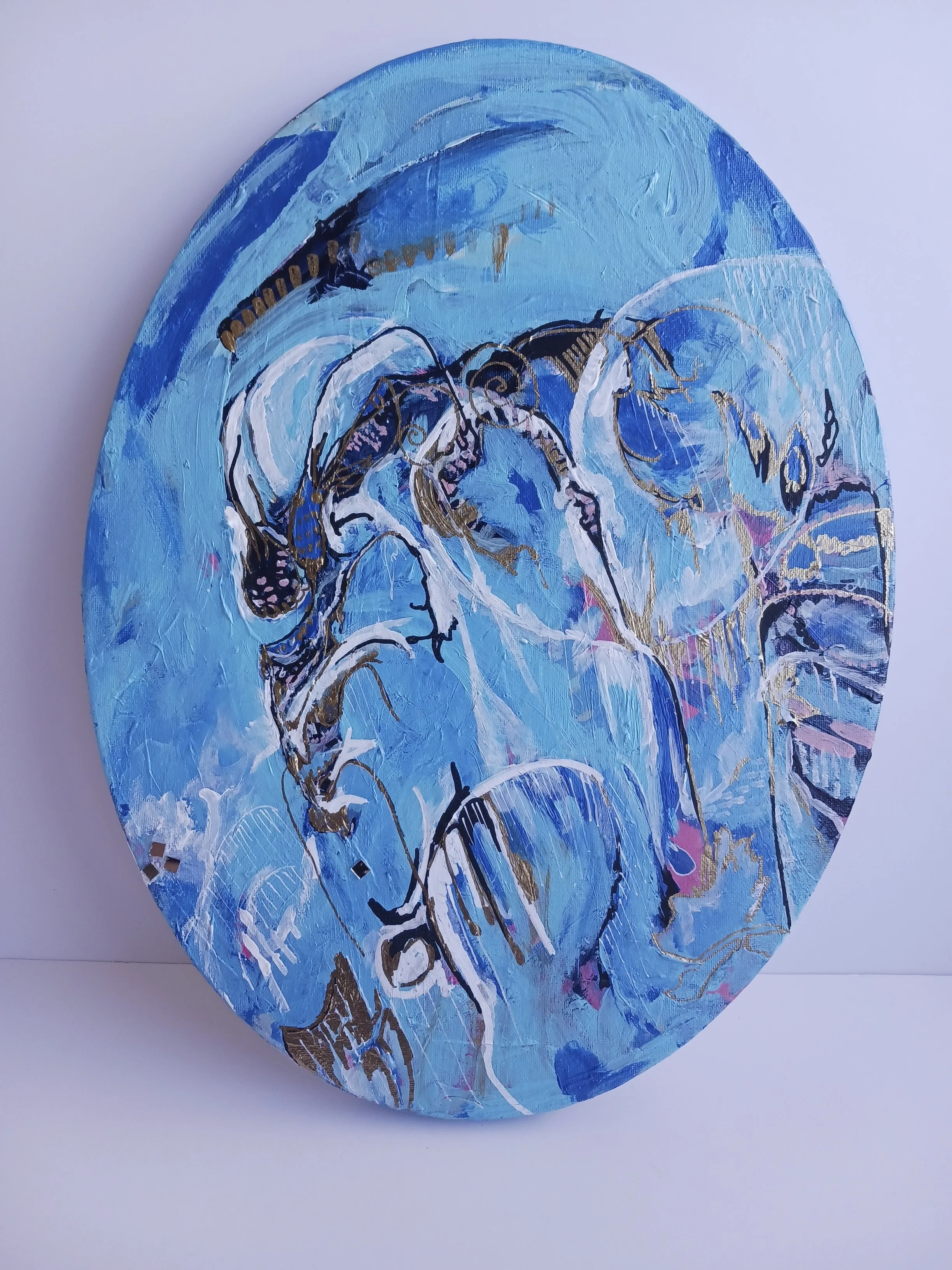 Aniyah
12x 16
stretched canvas oil
mixed media (acrylic, ink, mirrors, texture medium)