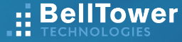 Bell Tower Technologies logo with white text on a blue background.