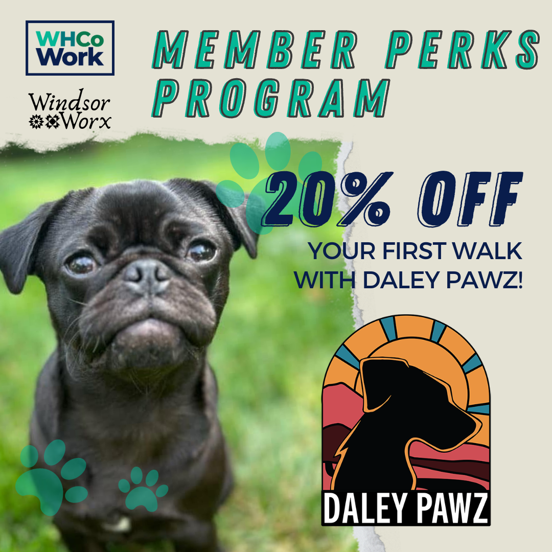 Daley Paws Member Perks Program West Hartford coworking Windsor Worx
