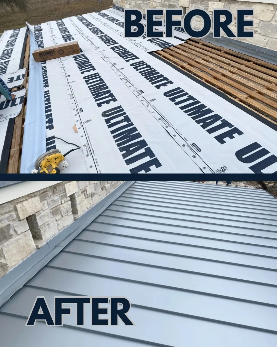 Check out this transformation! A re-roof &amp; wood repairs completed in Harper, TX!

Featuring a new standing seam roof and fresh chimney flashing.