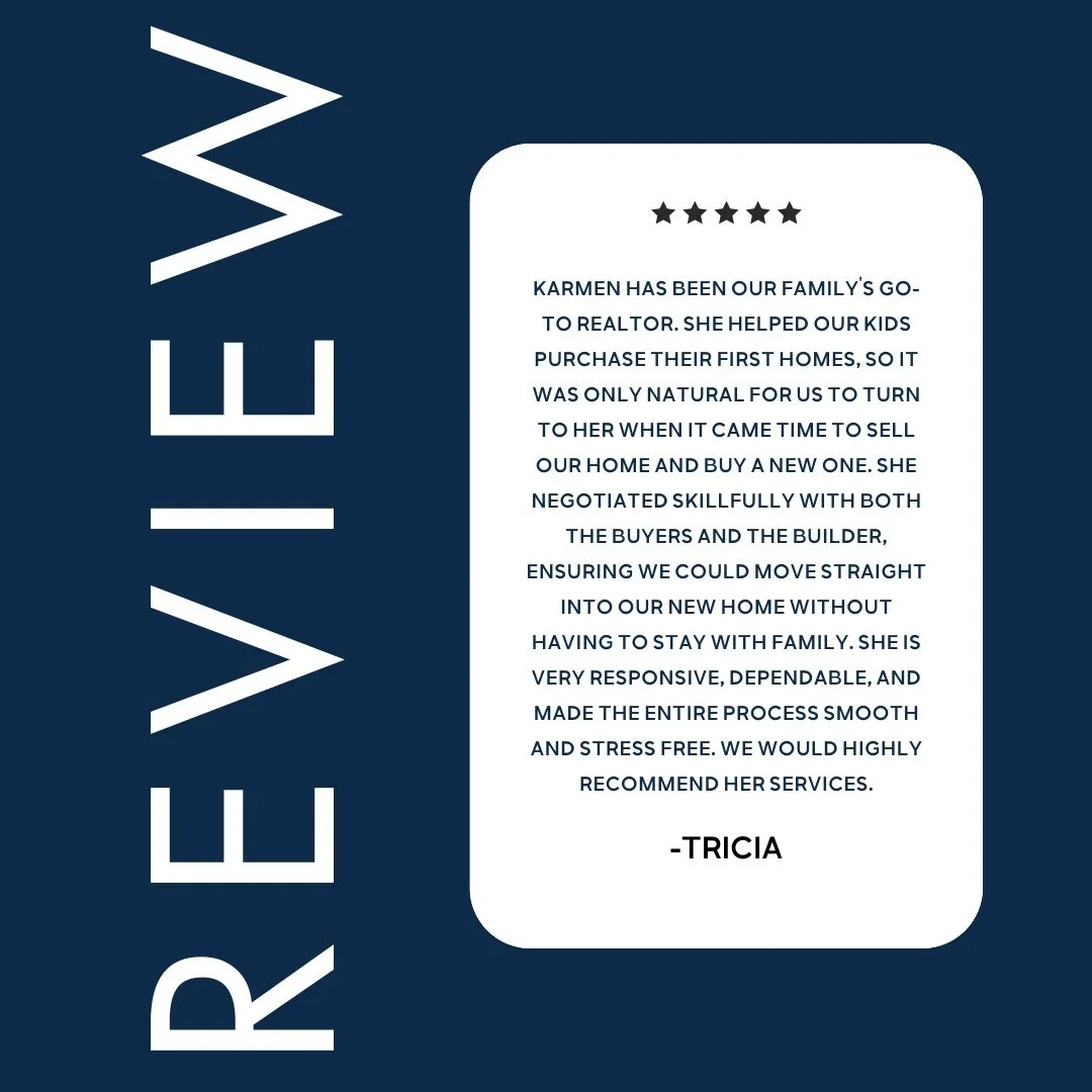 Another ⭐⭐⭐⭐⭐ for Karmen!
So proud of her continued commitment to taking care of our clients like family. From negotiating seamlessly to making every step stress-free, she consistently goes above and beyond, and it shows.

Grateful for clients who tr