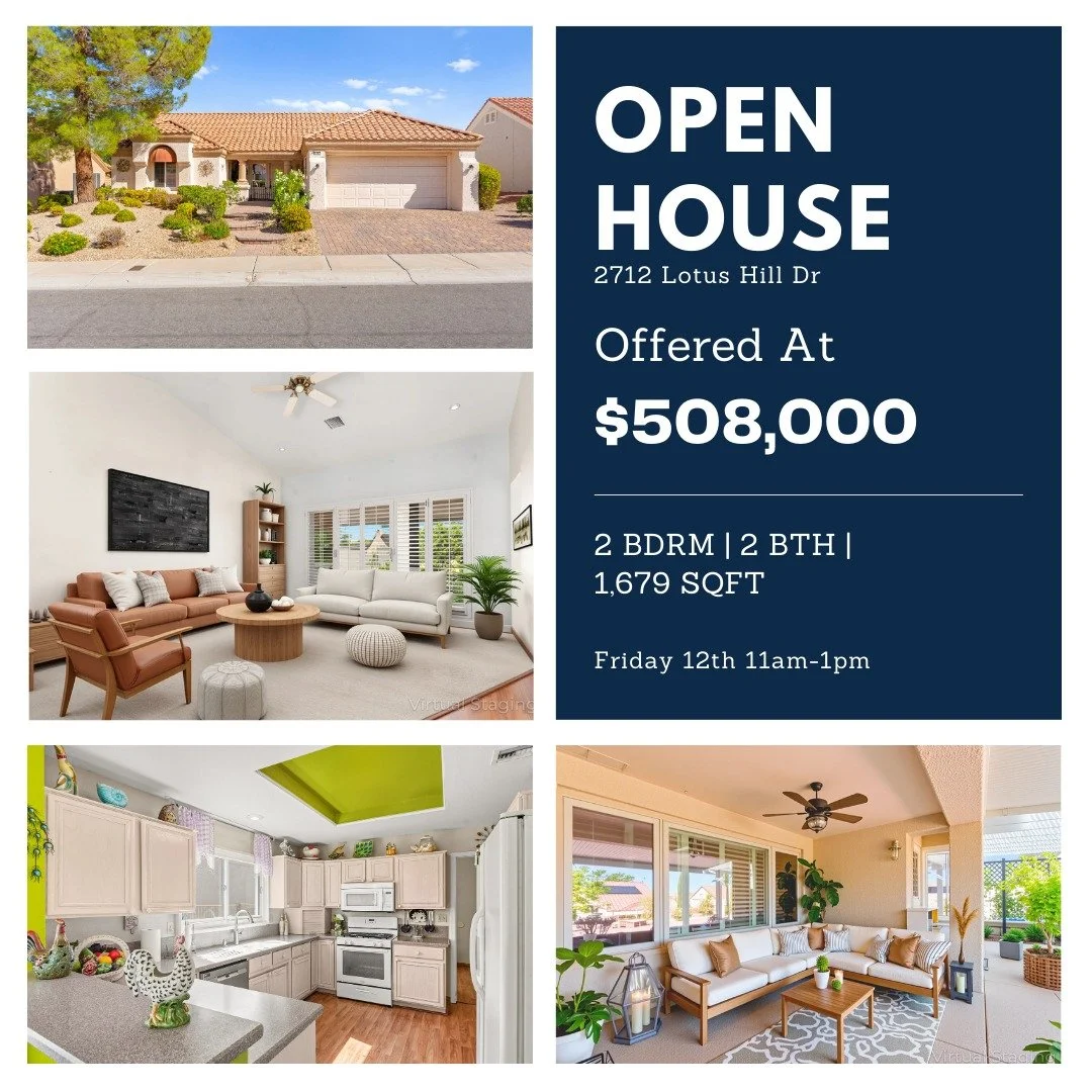 🏡 Open House Lineup &mdash; Join Us This Weekend!

We&rsquo;ve got FOUR homes open and ready for you to explore 👀✨
Whether you&rsquo;re just starting your search or ready to make a move, stop by and see these homes in person.

📍 2712 Lotus Hill Dr